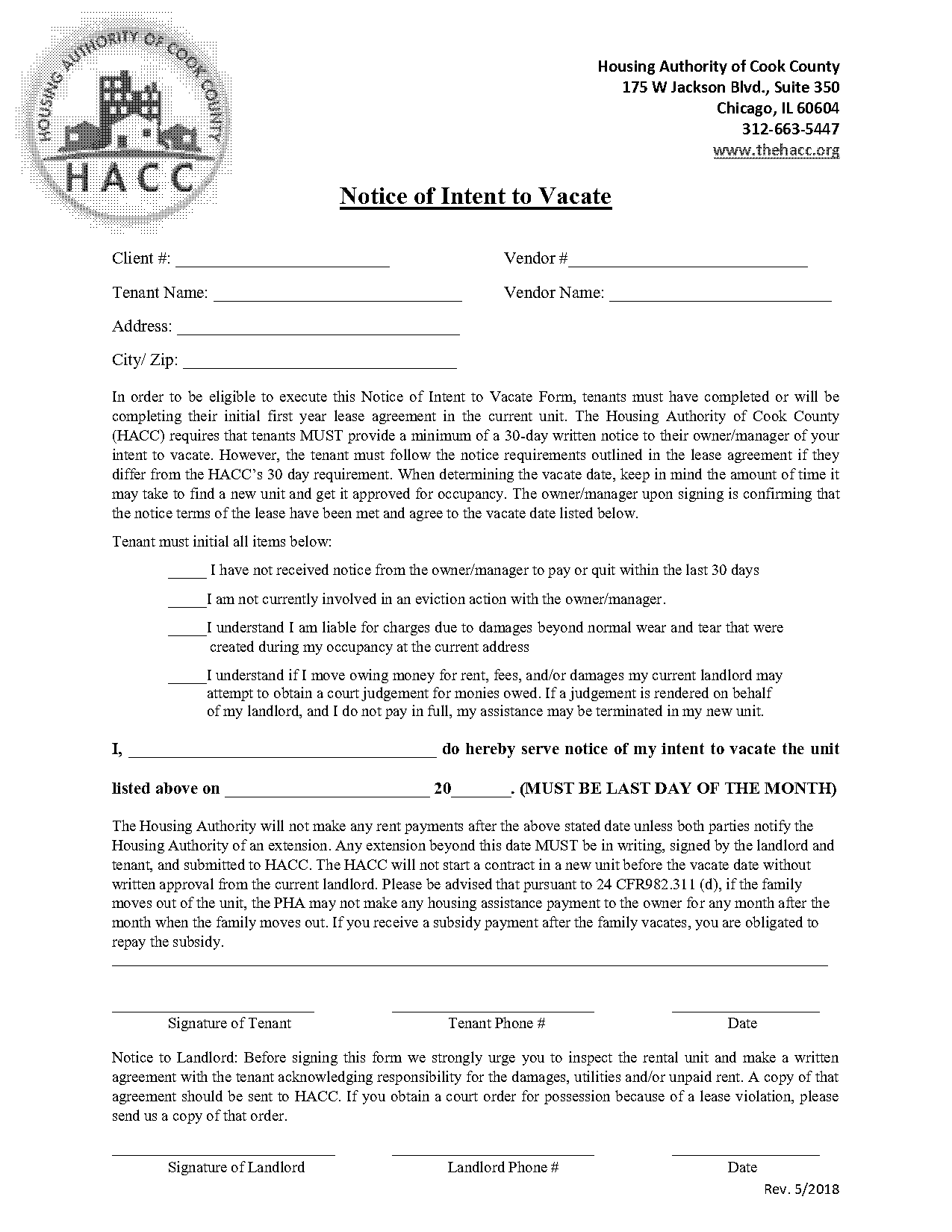 hud notice of intent to vacate form