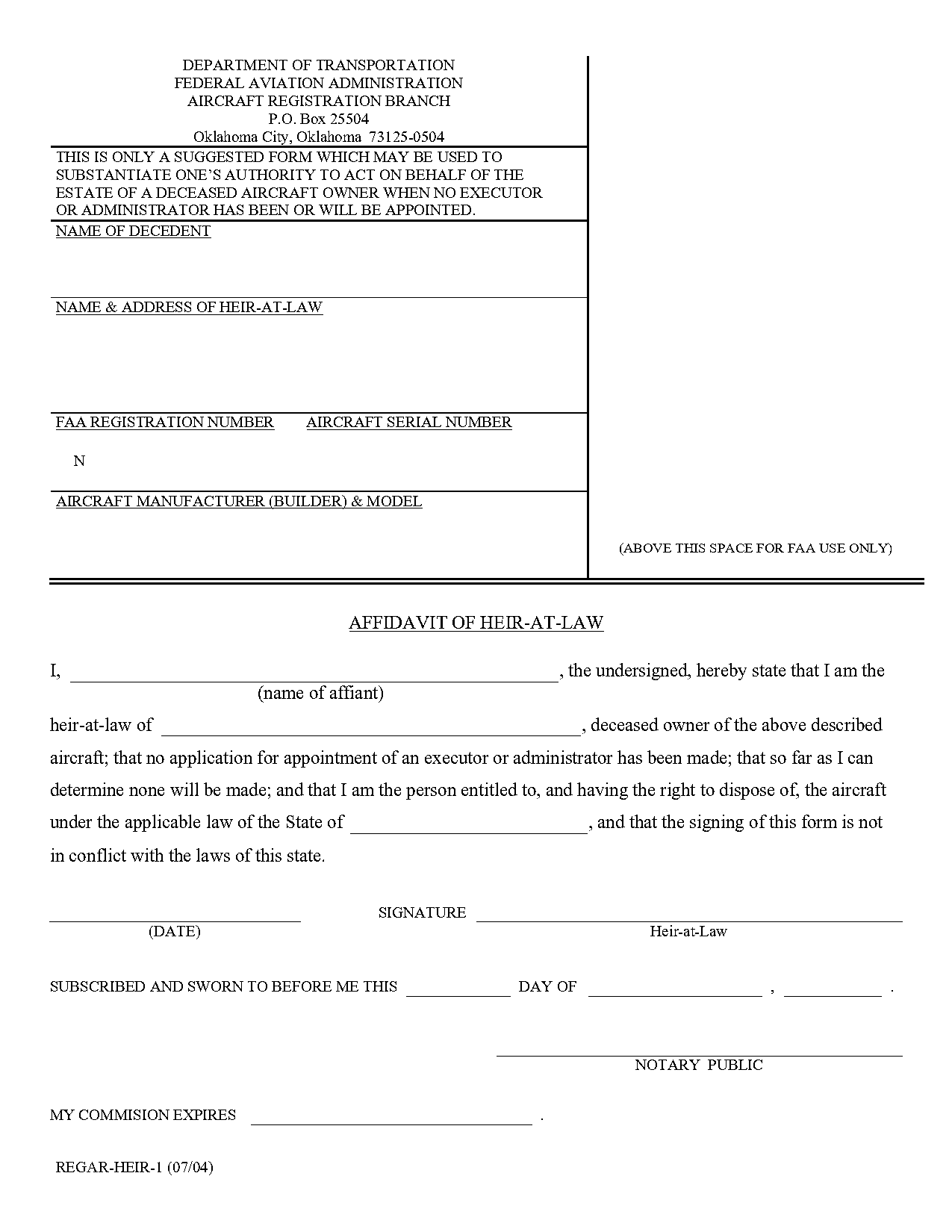 affidavit of heirship state of oklahoma