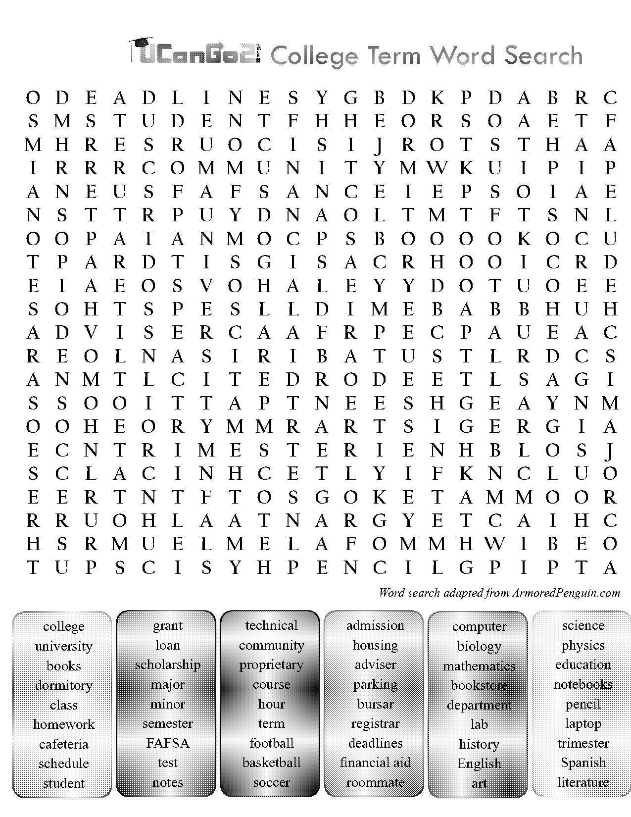 housing terms word search