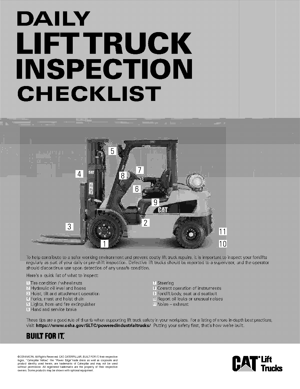 forklift pre operational inspection checklist