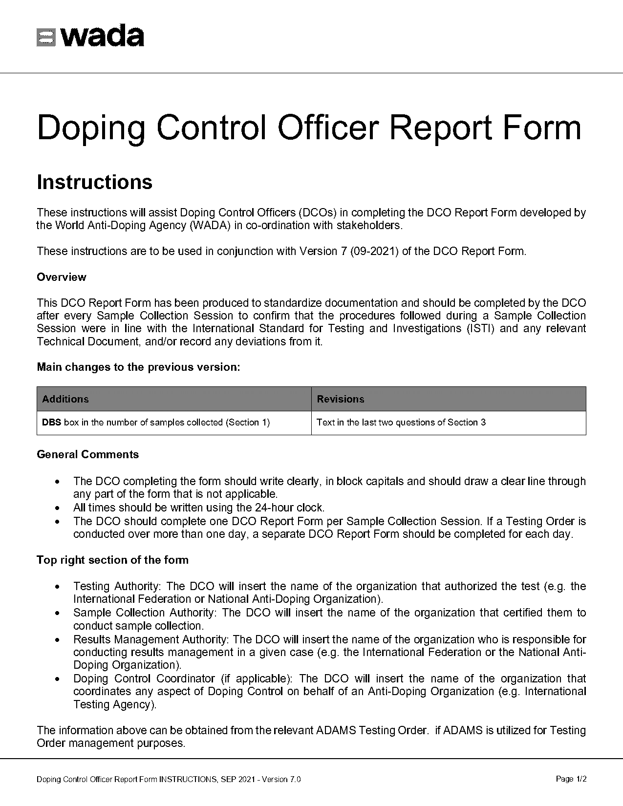 doping control officer report form