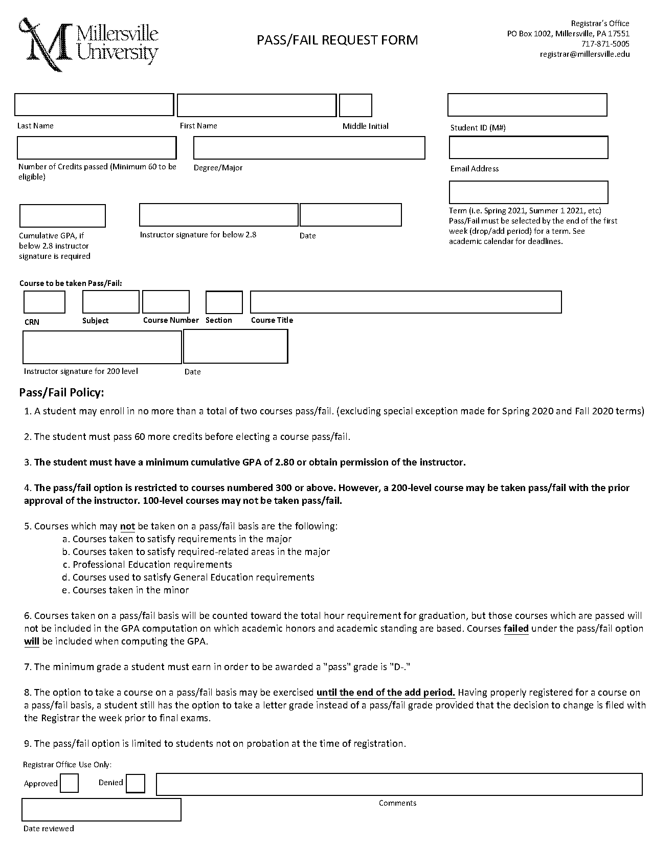 pass fail authorization form