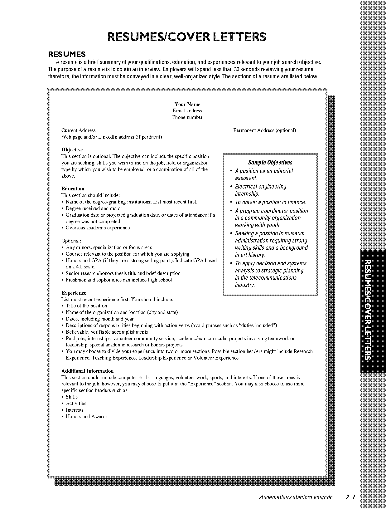 academic training in summary resume sample