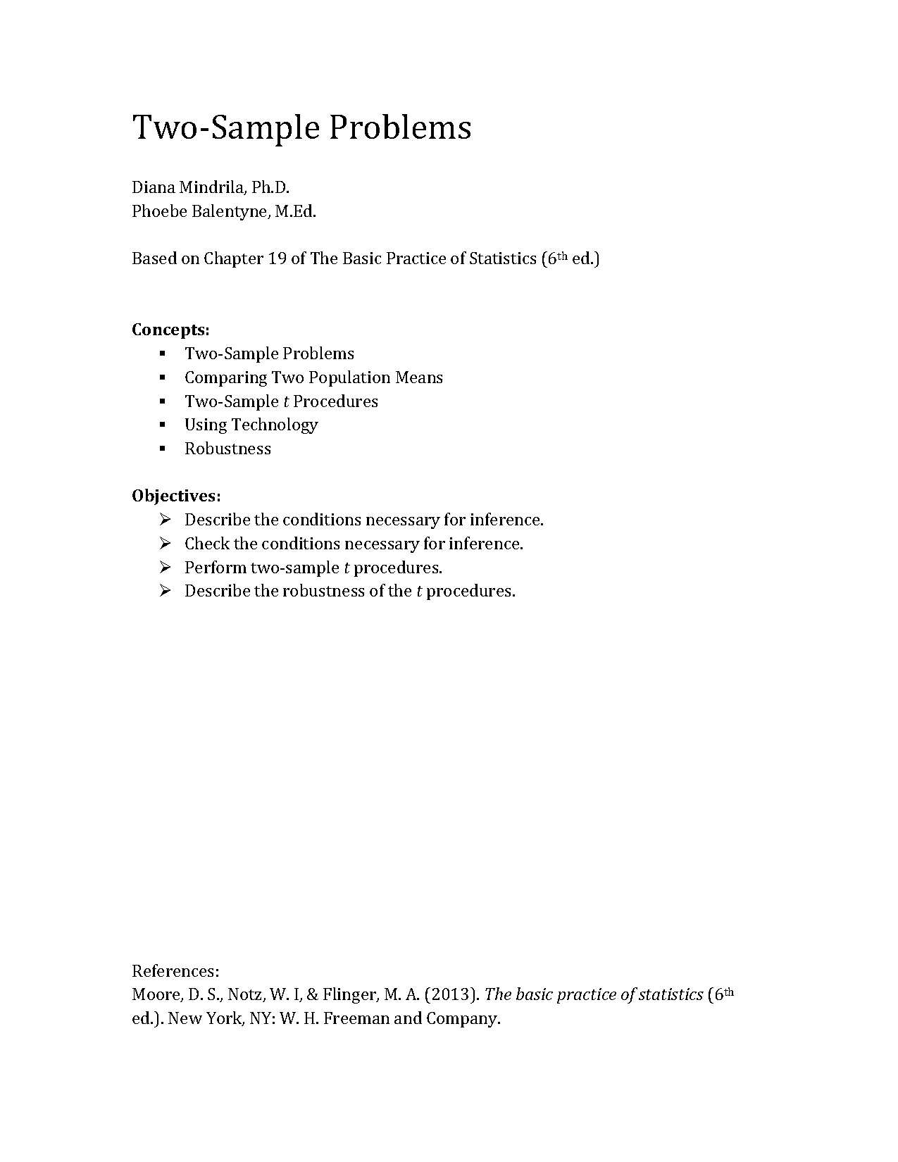 practice worksheet for two sample t test