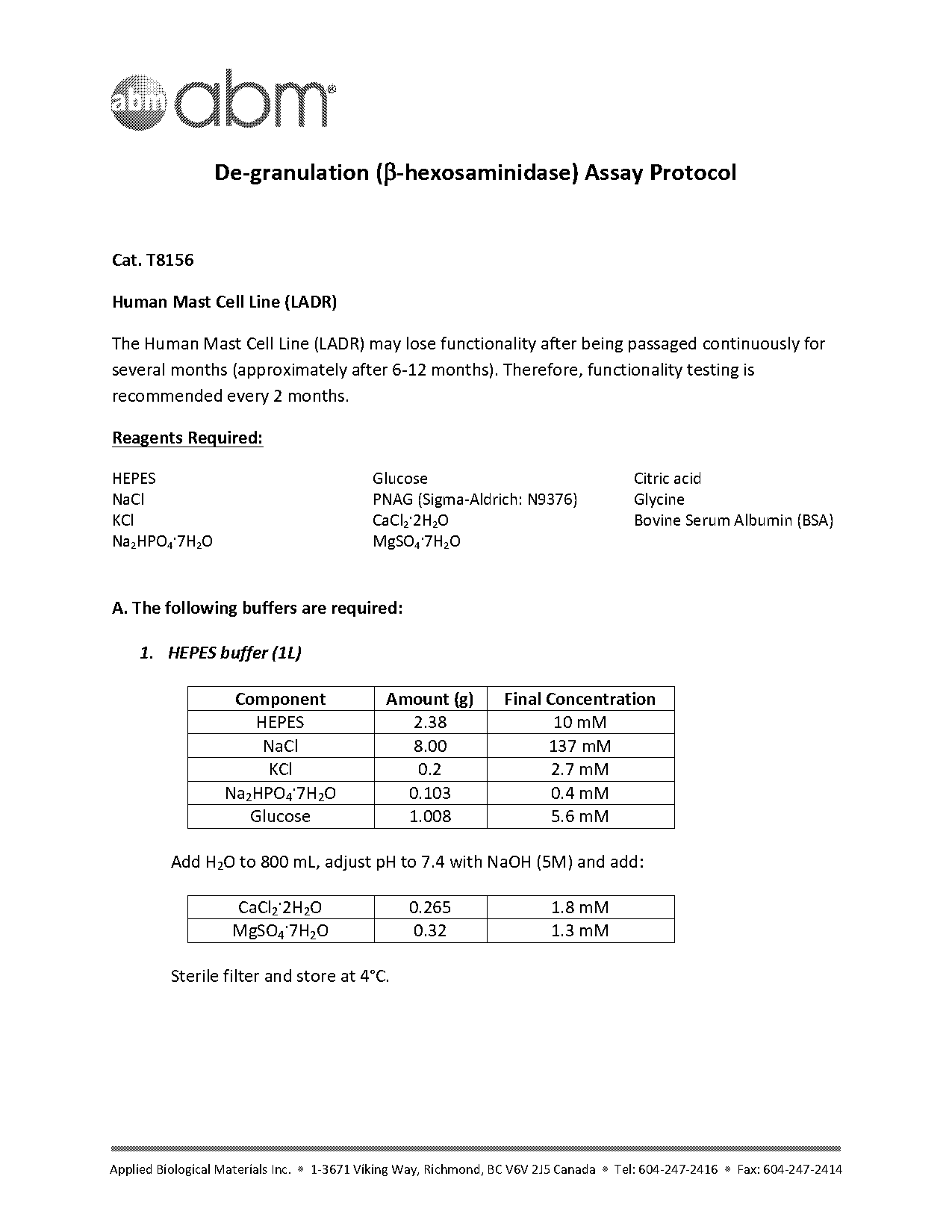 b hexosaminidase assay protocol