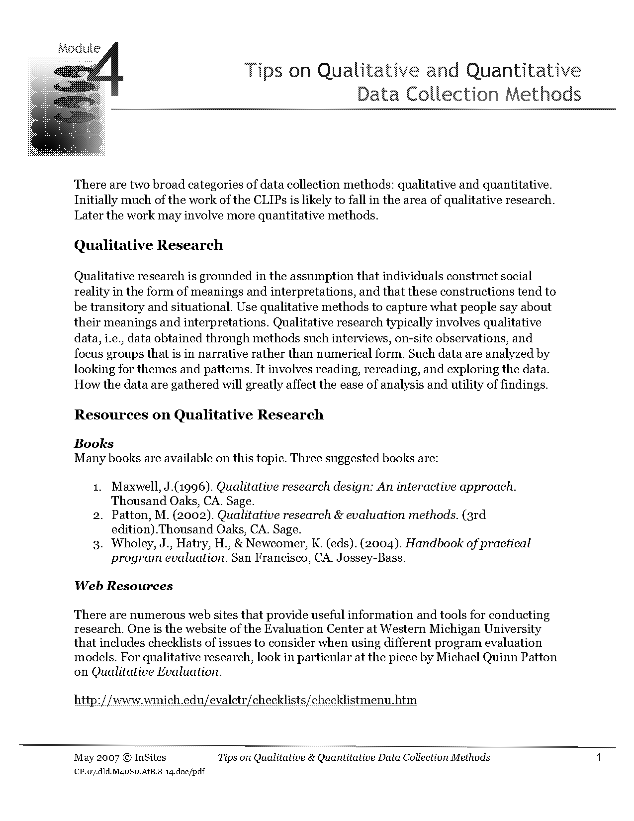 qualitative evaluation checklist michael quinn patton