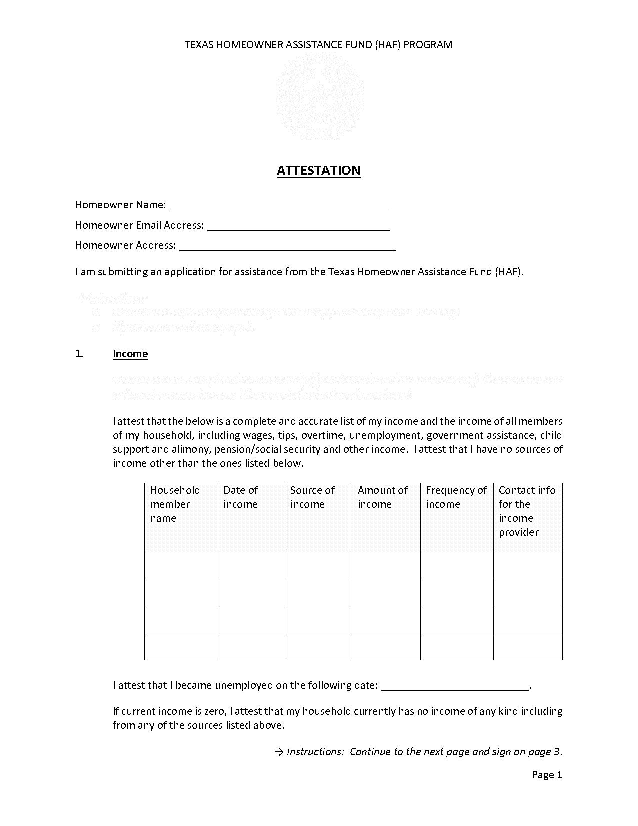 haf application form texas