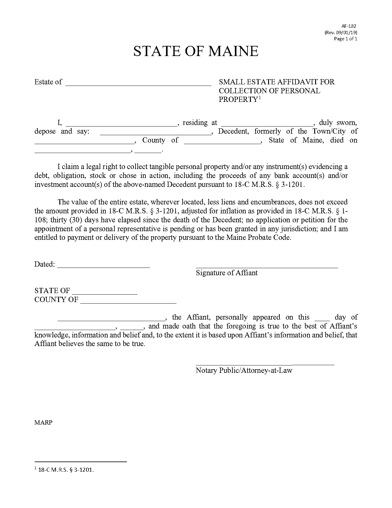 cumberland county small estate affidavit