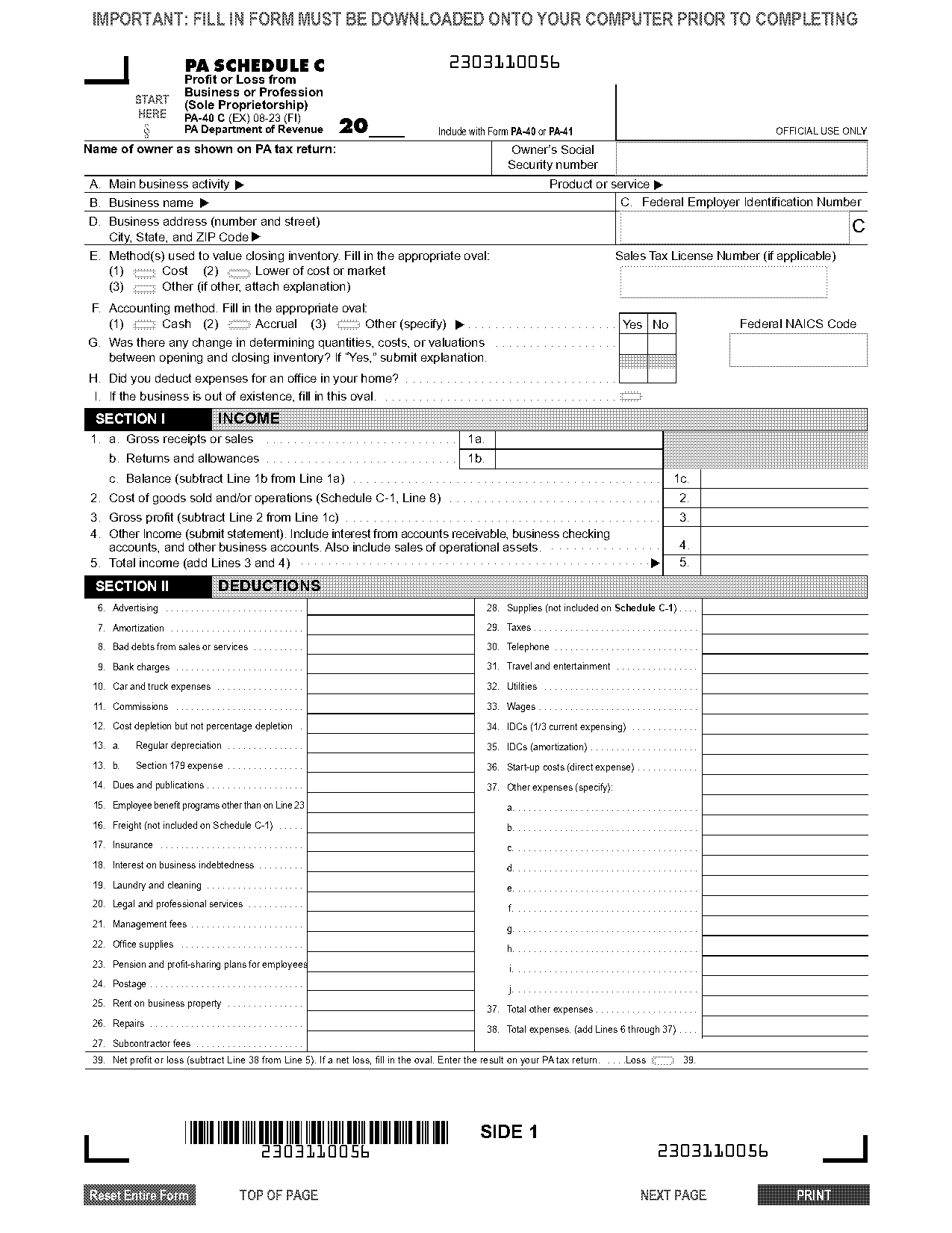 scheduel c tax document