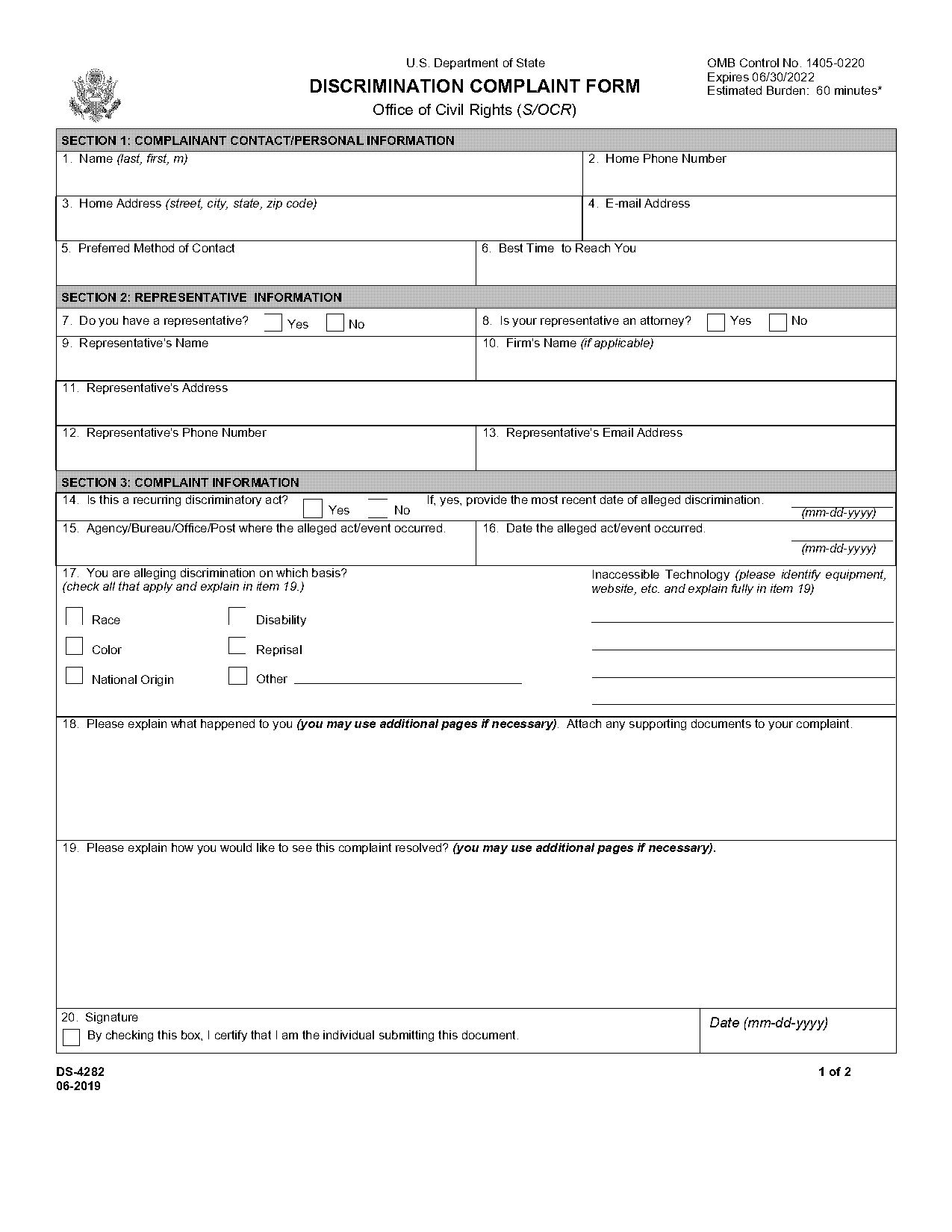 ocr complaint form discrimination