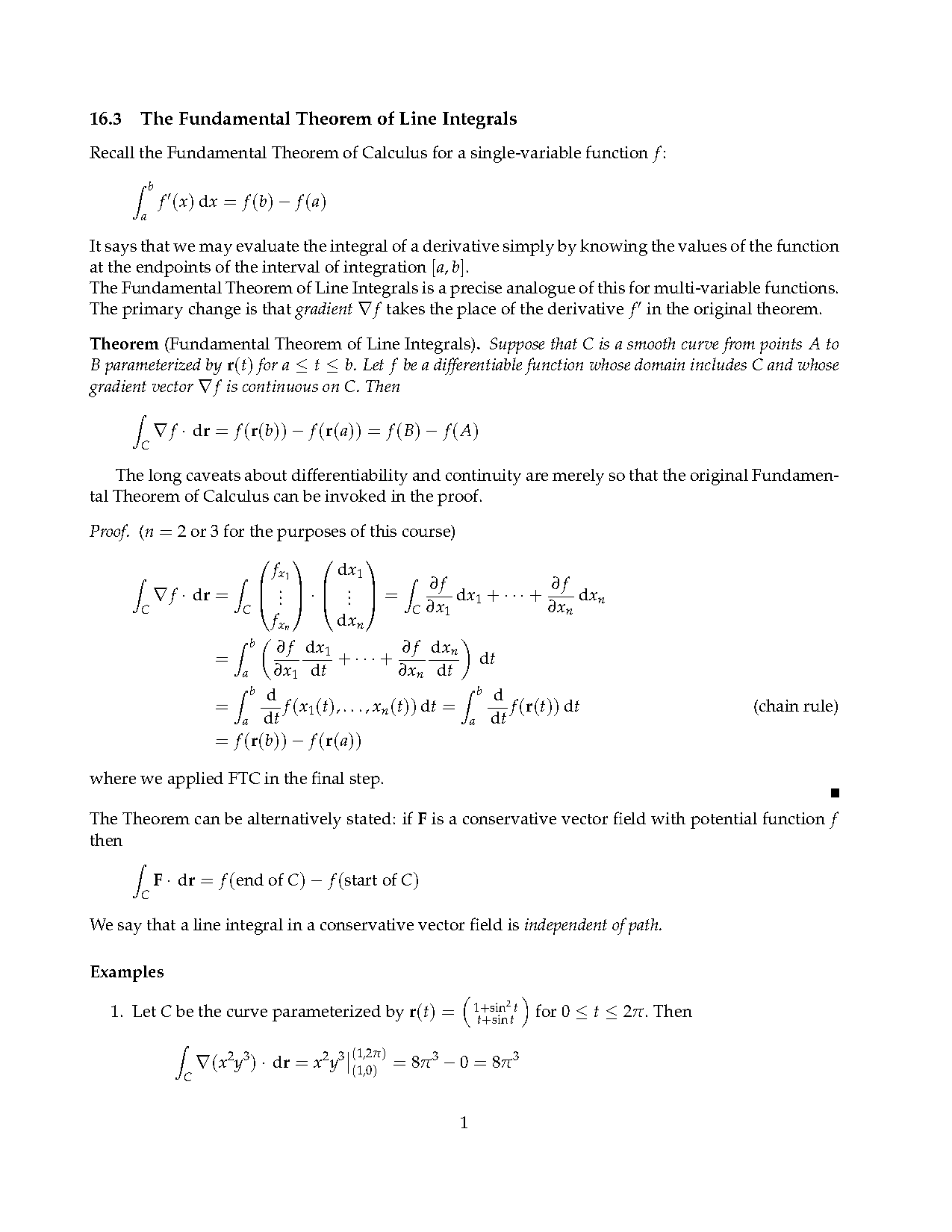 evaluate the line integral along the straight line path