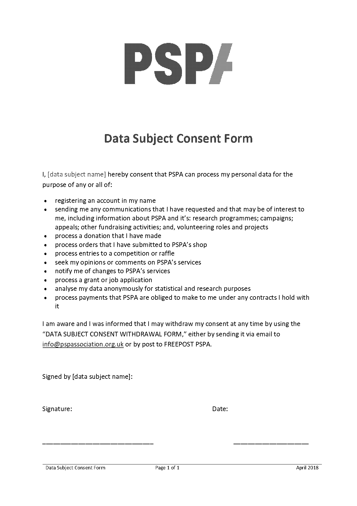 data subject consent form