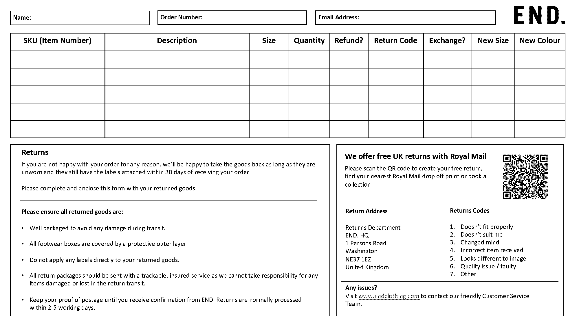 royal mail parcel template order form