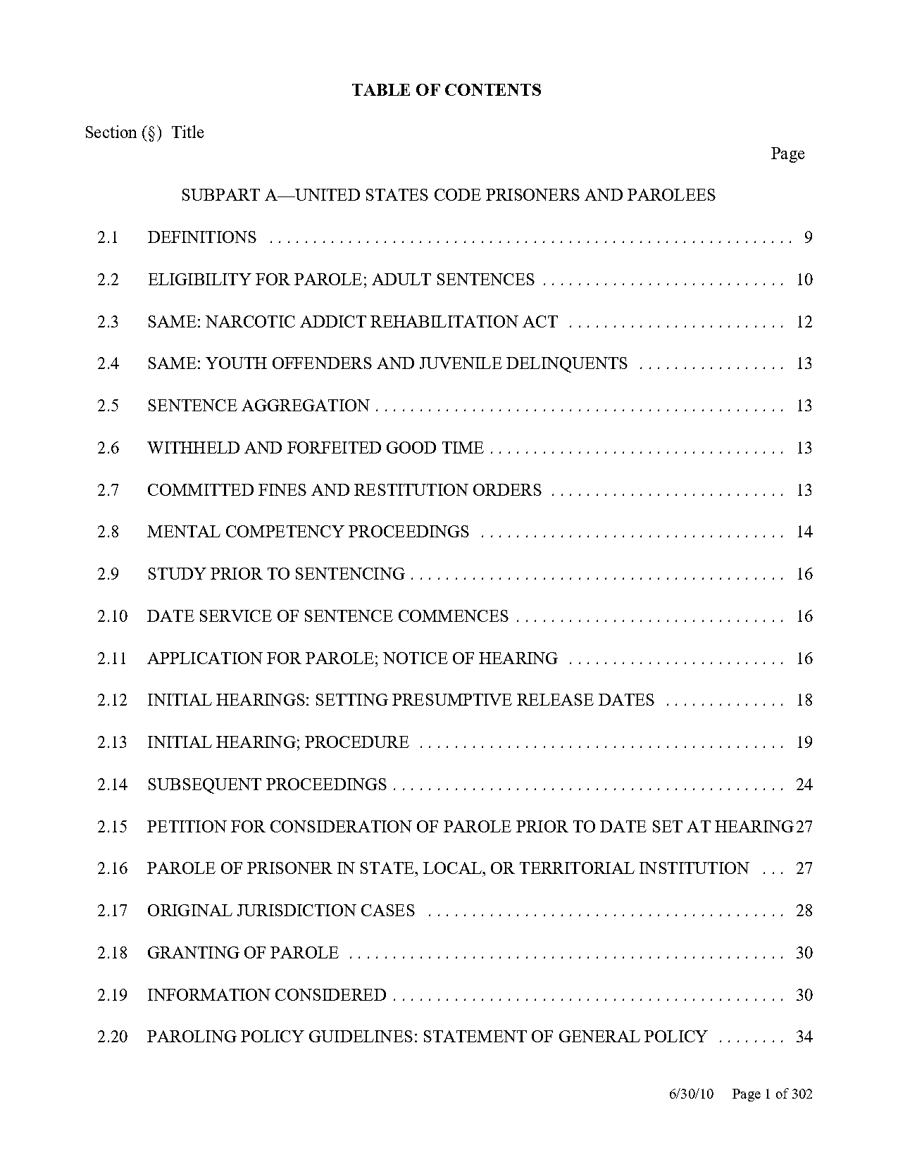 federal probation revocation guidelines