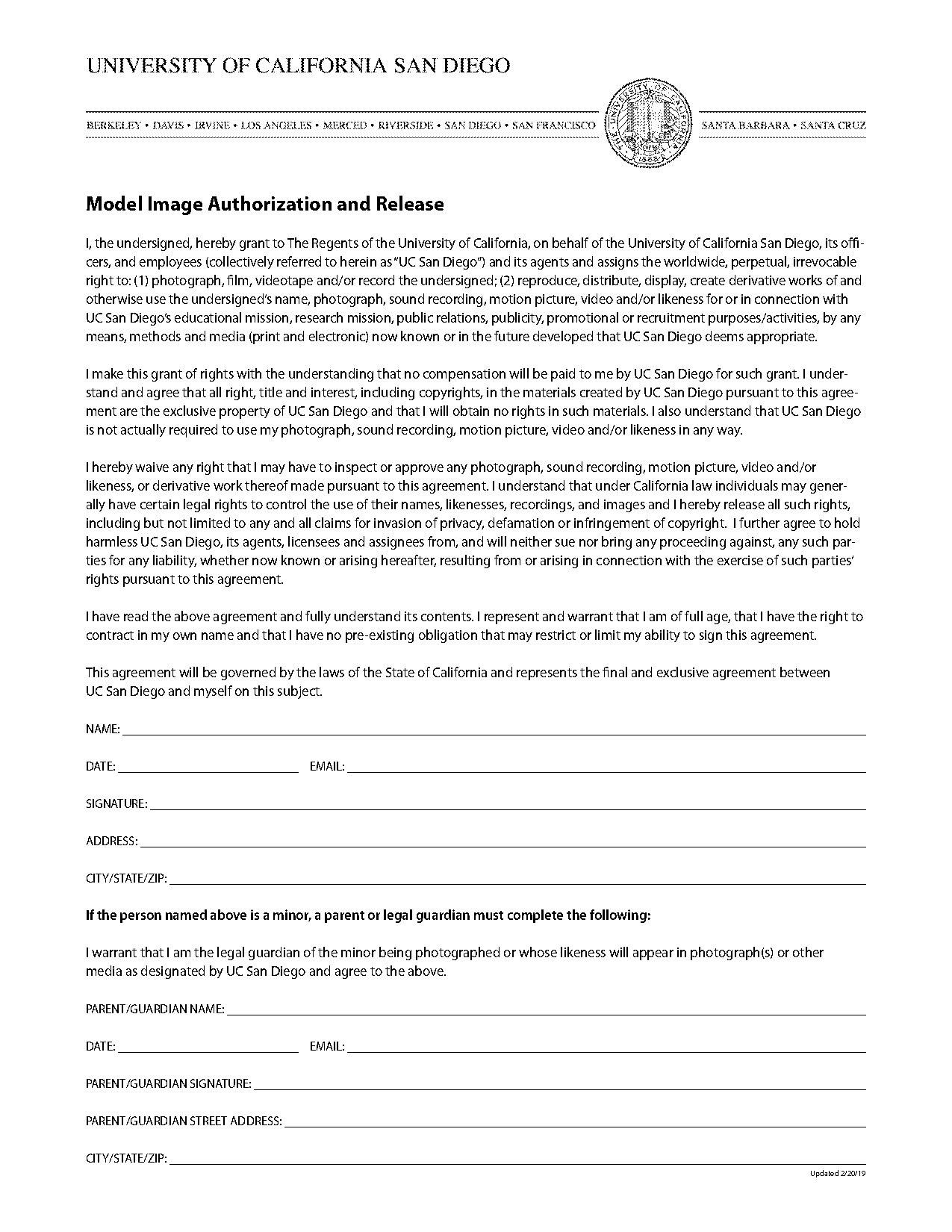 photo release form for models