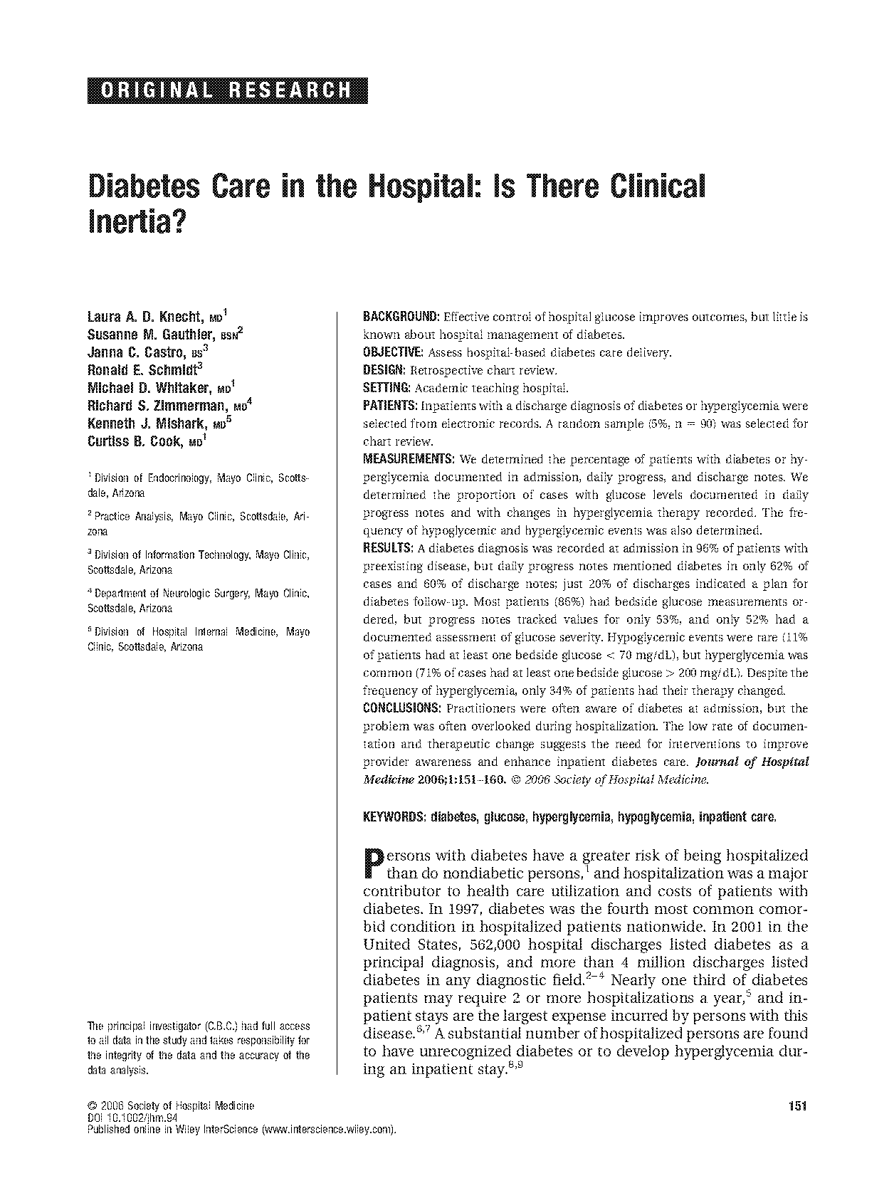 random sample from a diabetic hospital