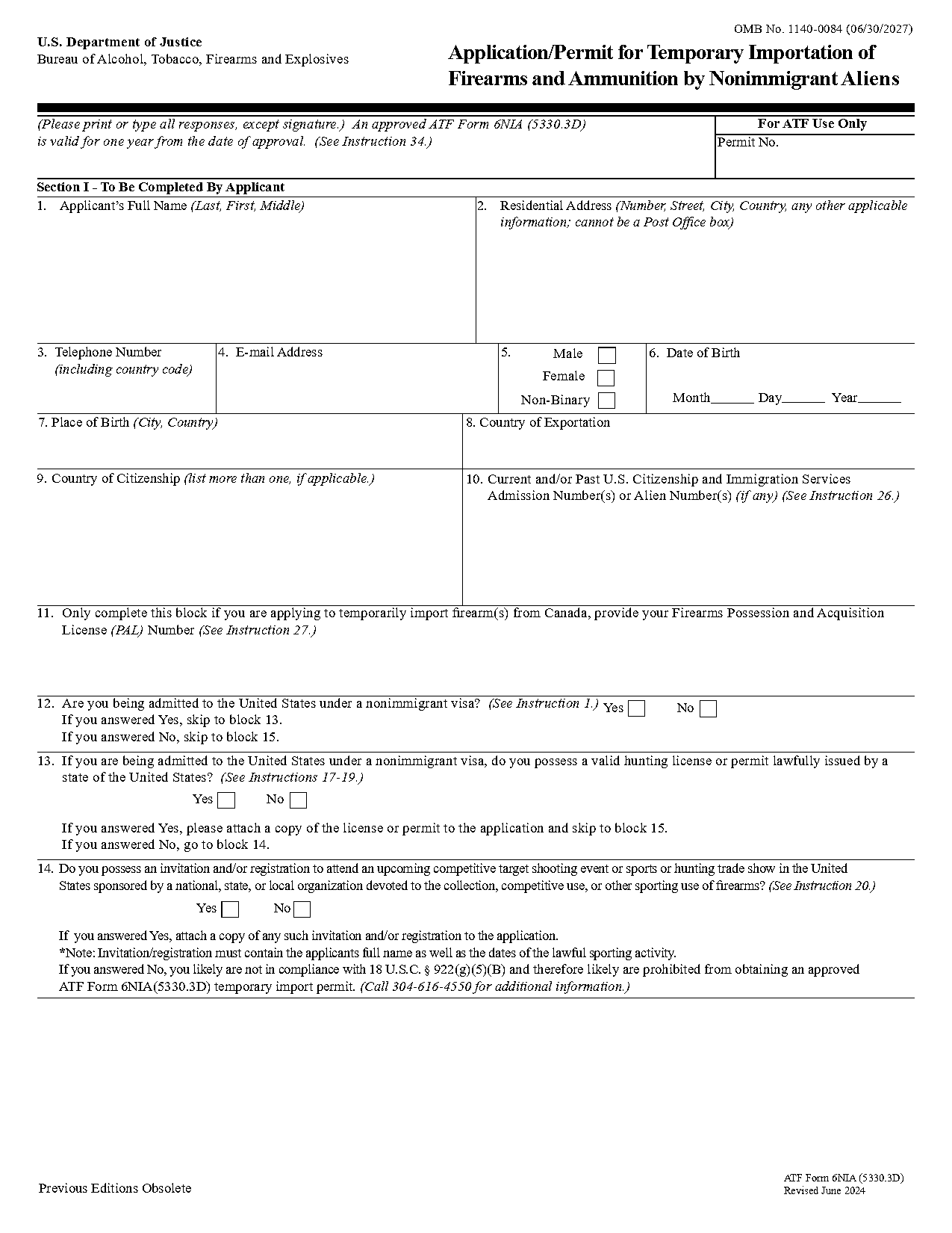 firearm application form canada