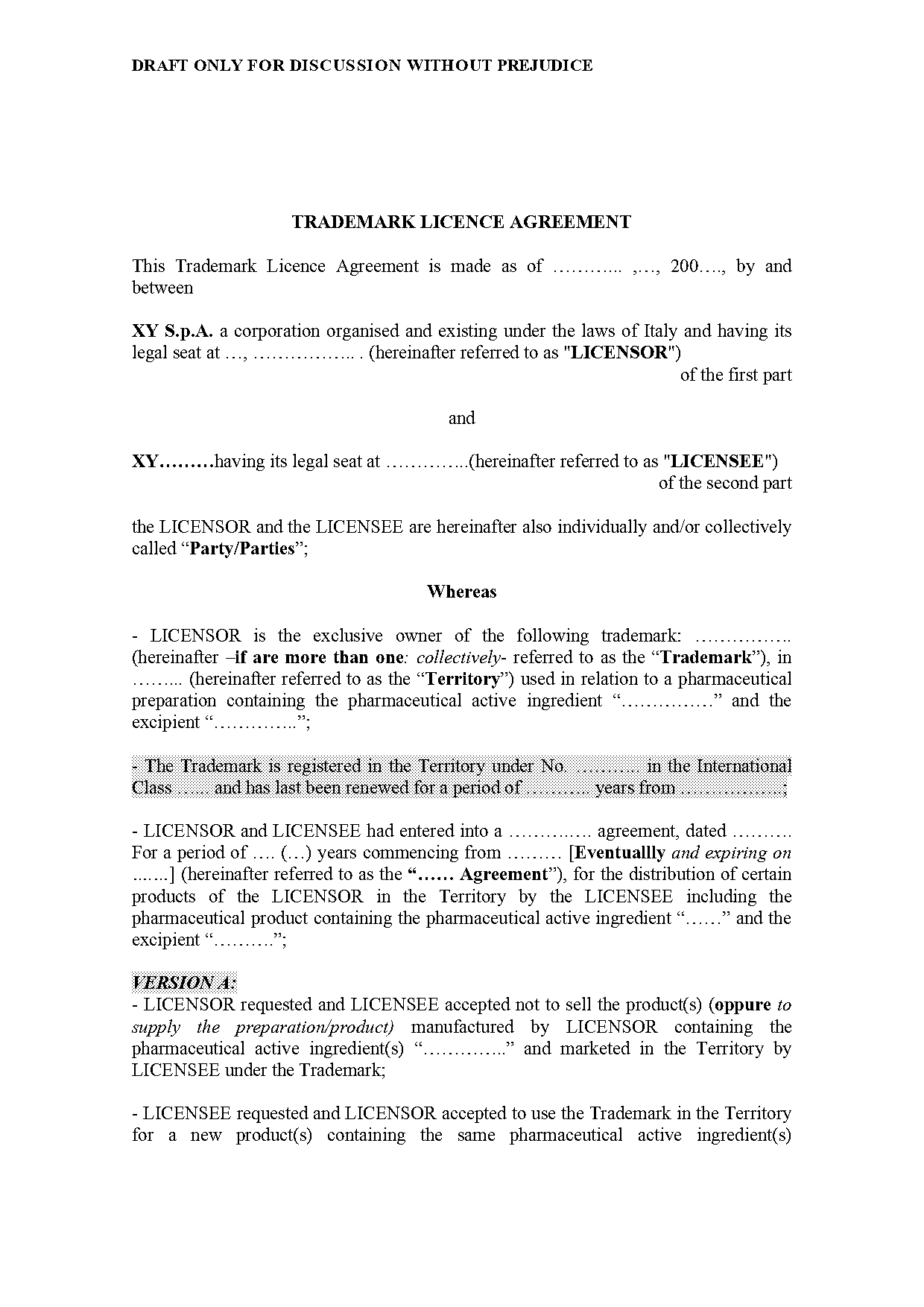 trademark license agreement form