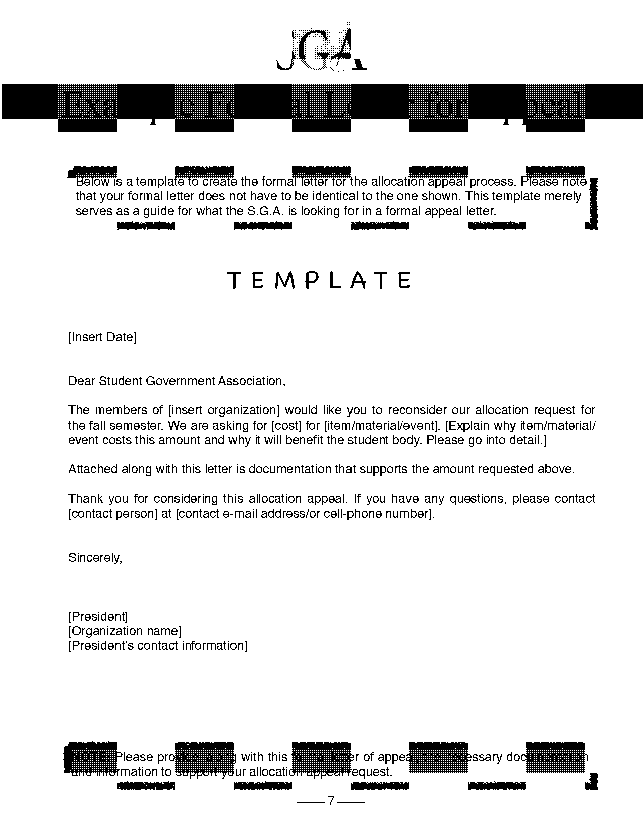 allocation dispute letter template