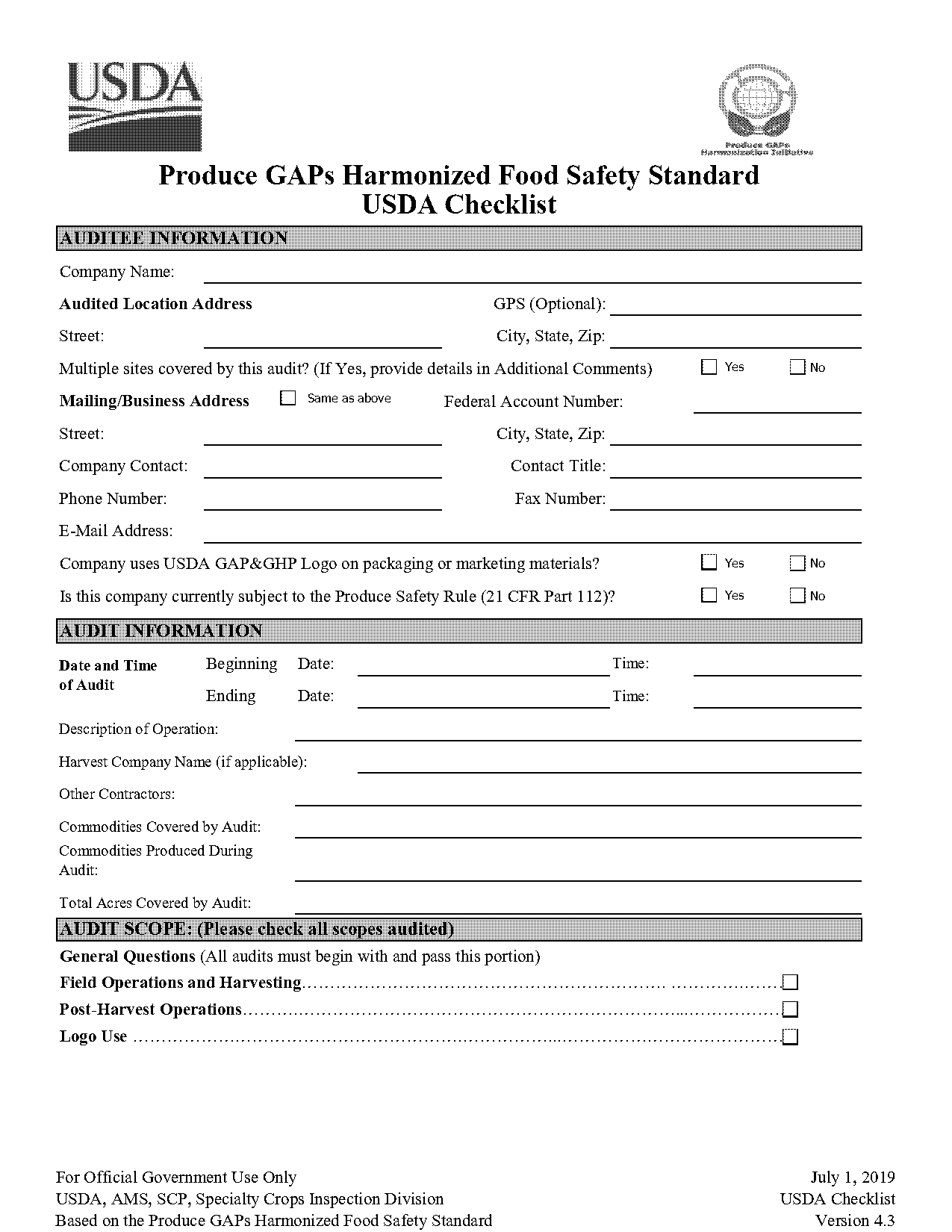 gap food safety checklist