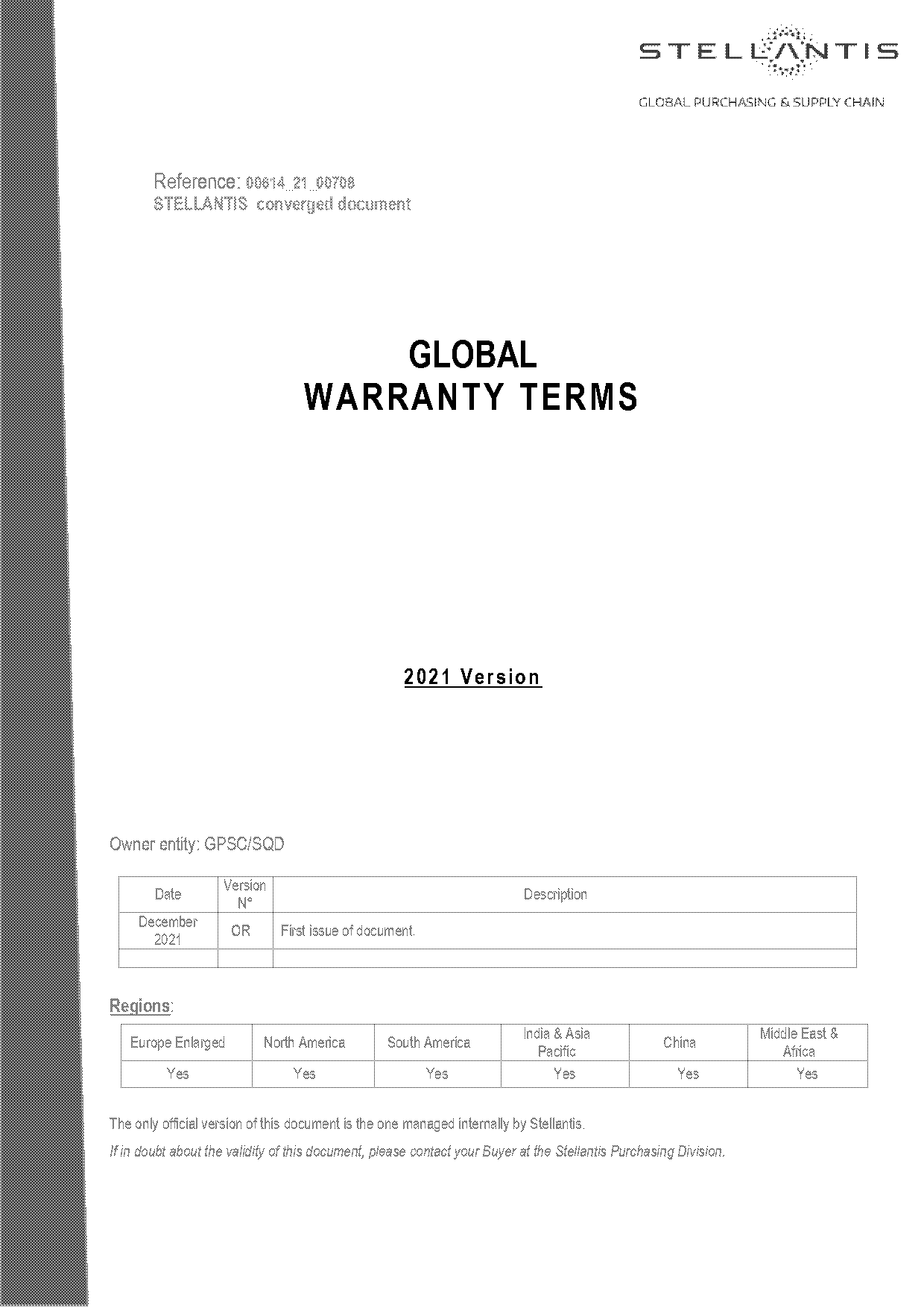 global warranty terms and conditions