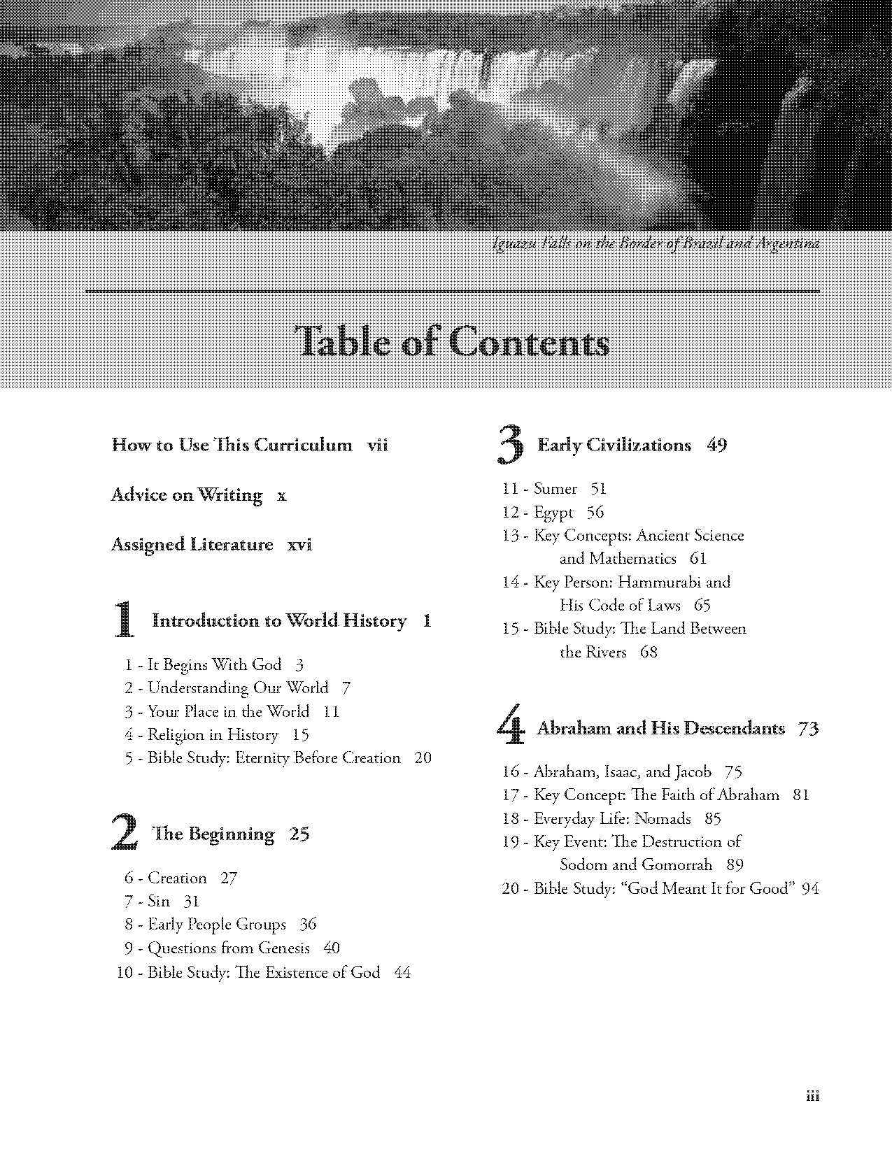 bible table of content