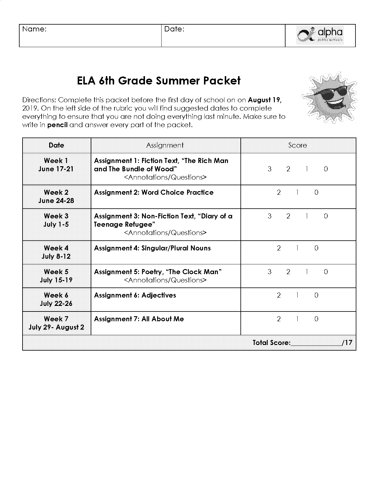 language arts summer practice worksheets