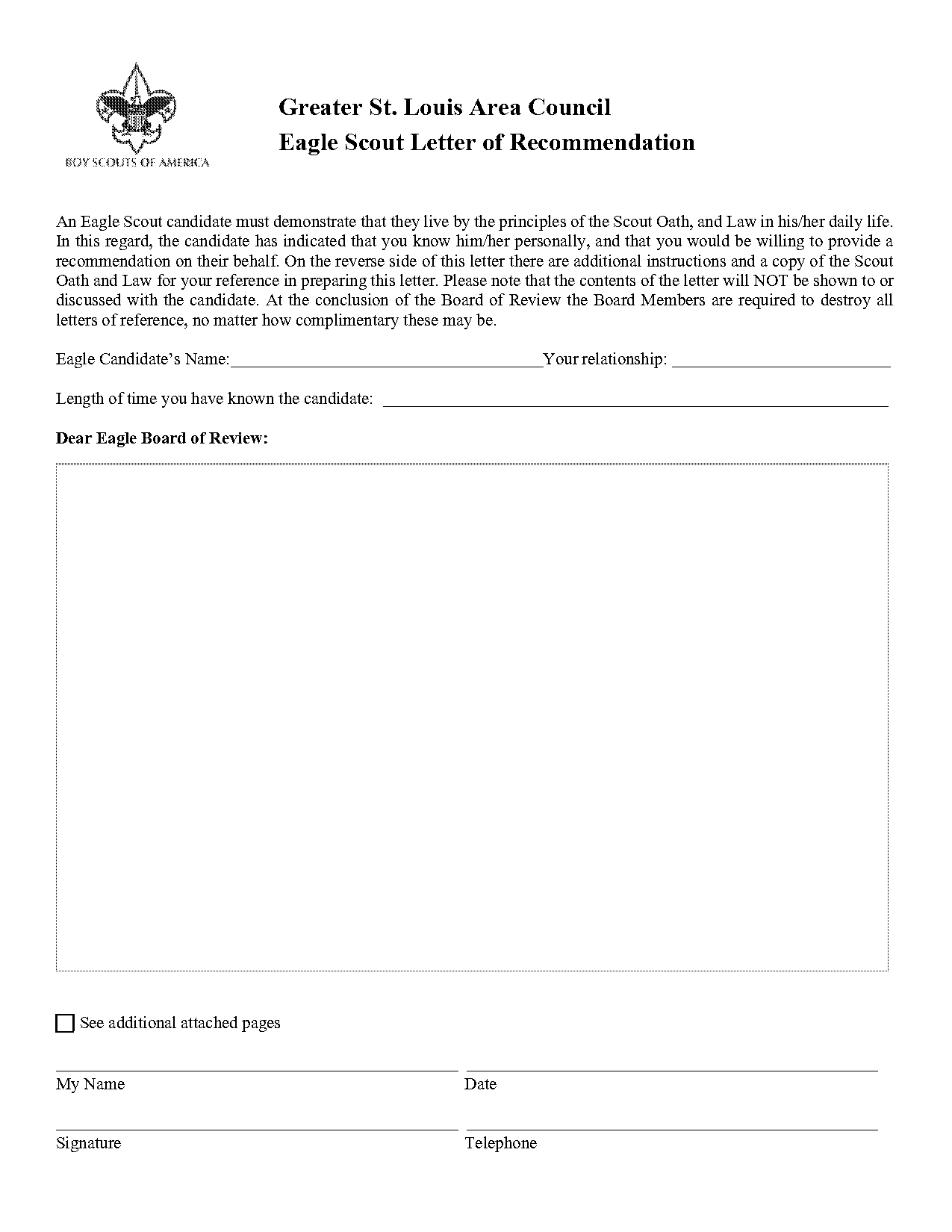 eagle scout reccomendation letter template