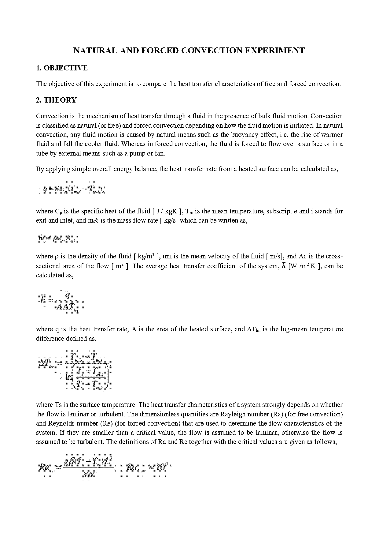 free and forced convection heat transfer experiment report