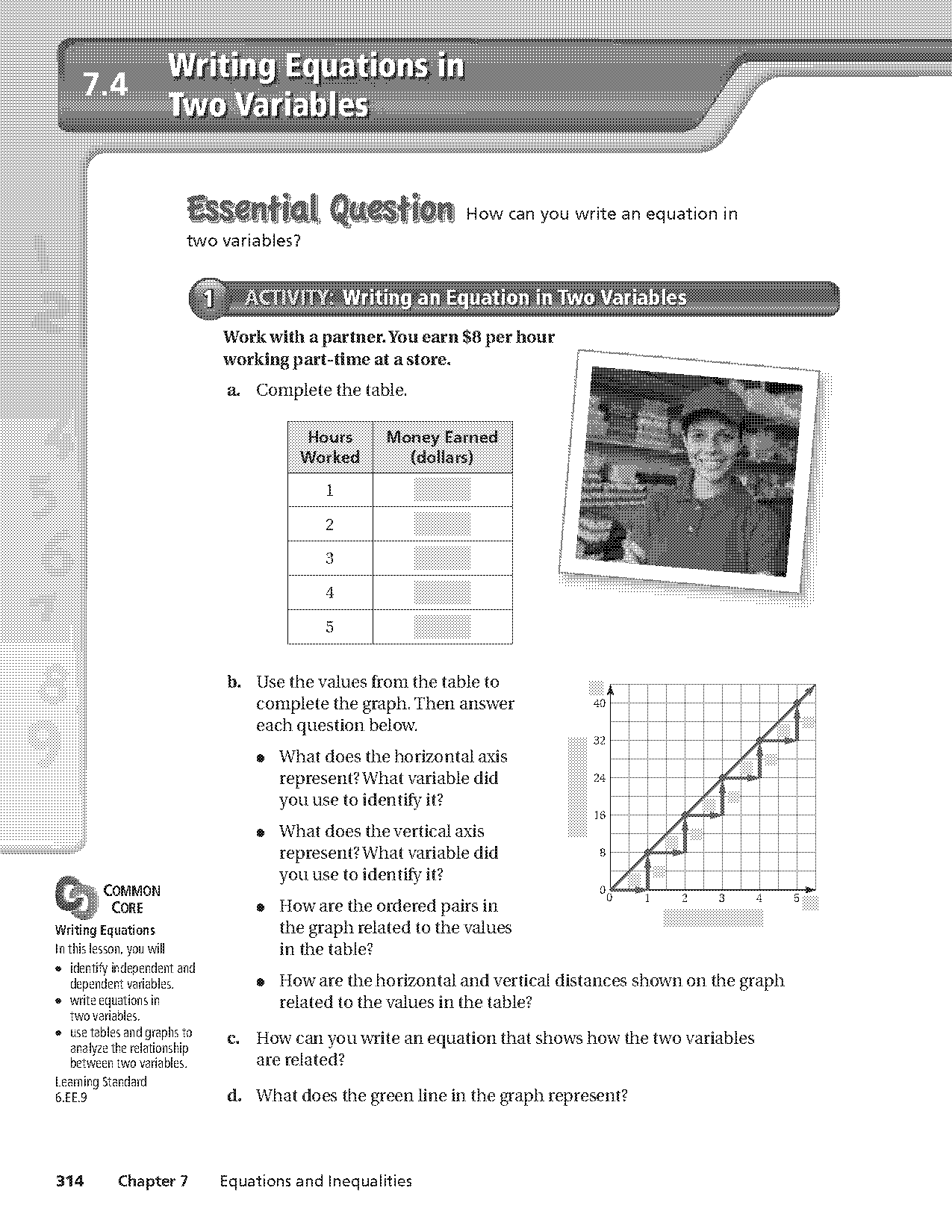 write an equation with two variables