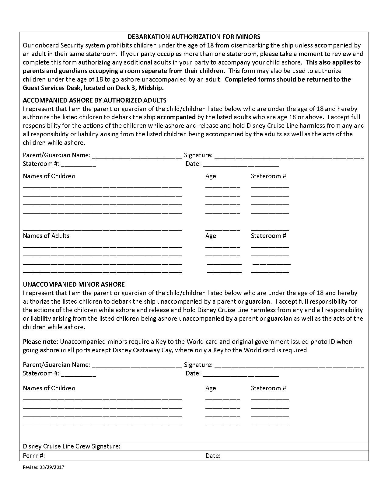 disney cruise child authorization form