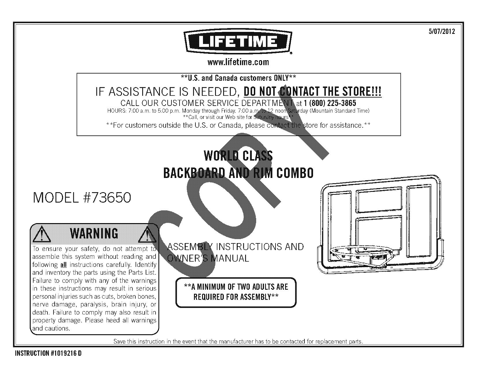 lifetime basketball goal assembly instructions