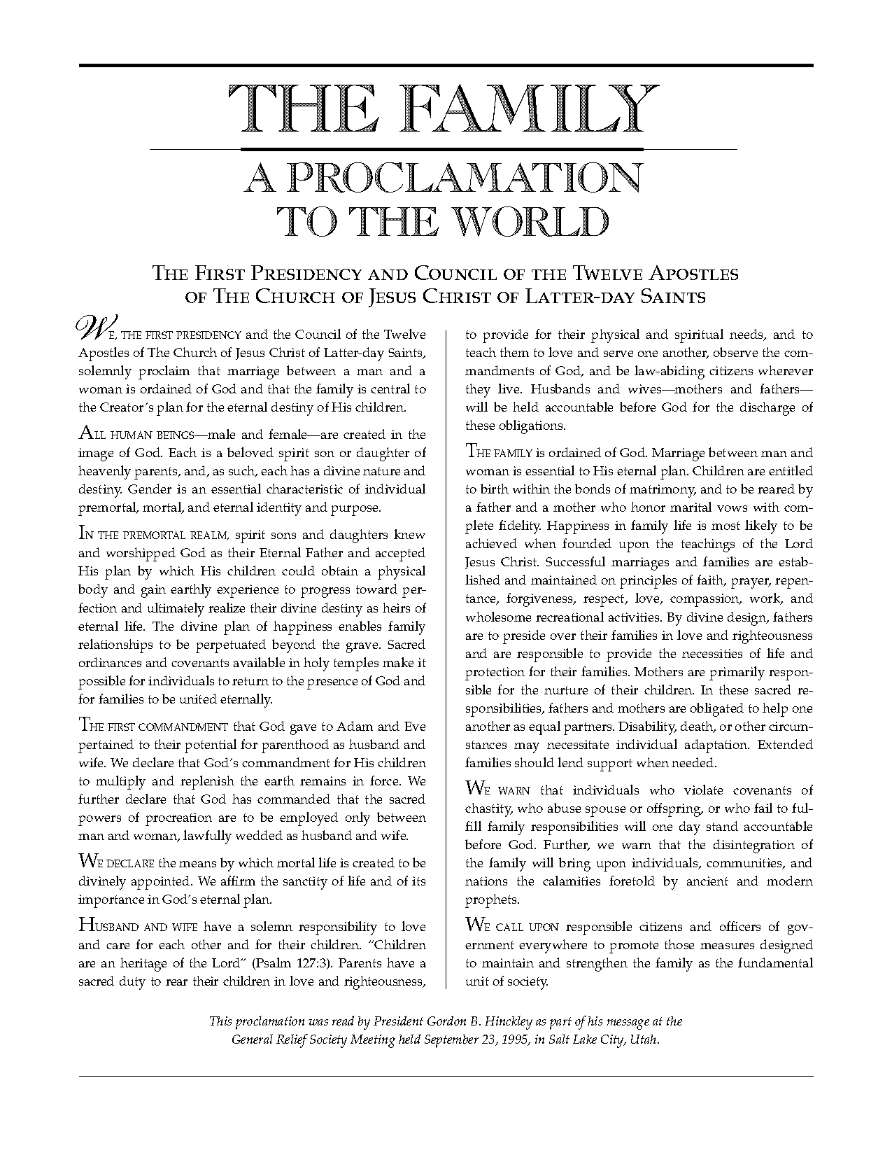 the proclamation on the family pdf