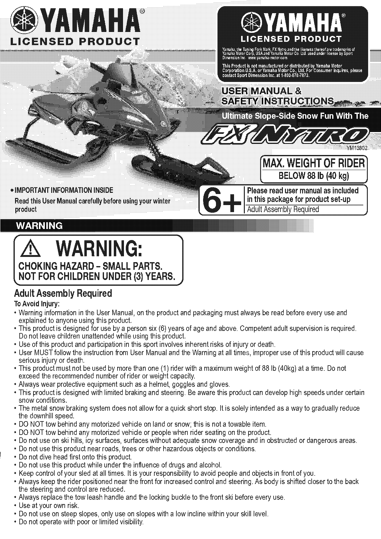 yamaha snowmobile user manual