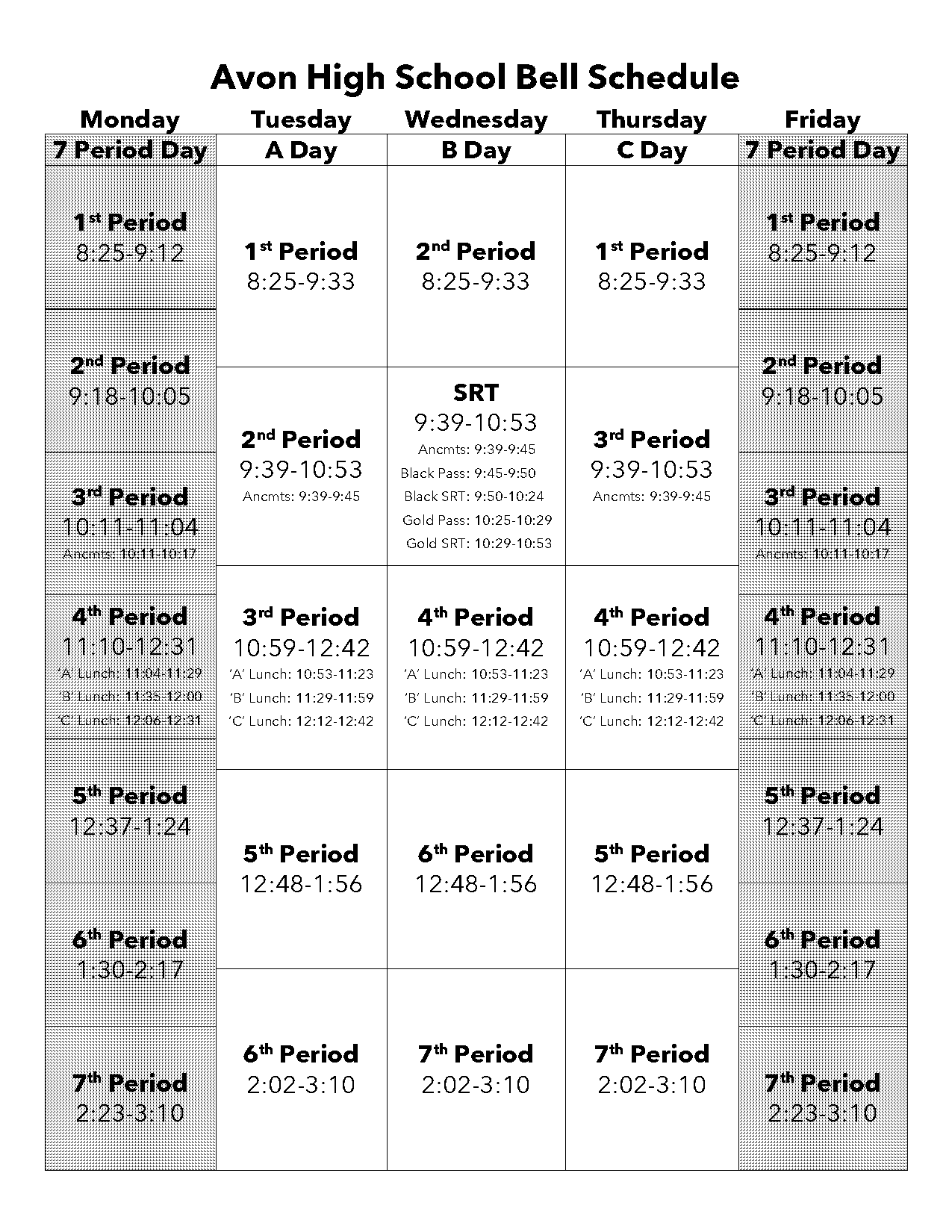 abingdon high school bell schedule