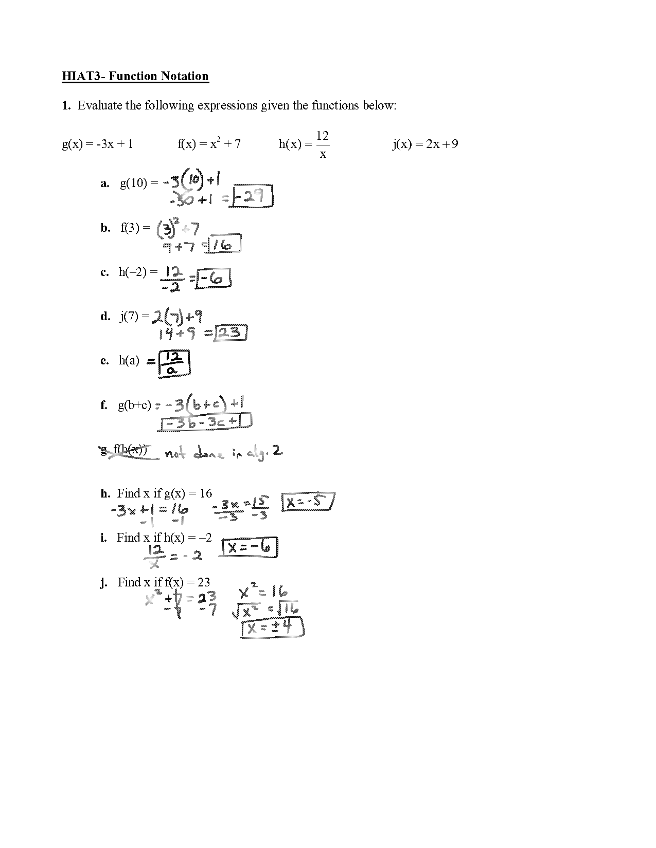 function notation worksheet with answers pdf