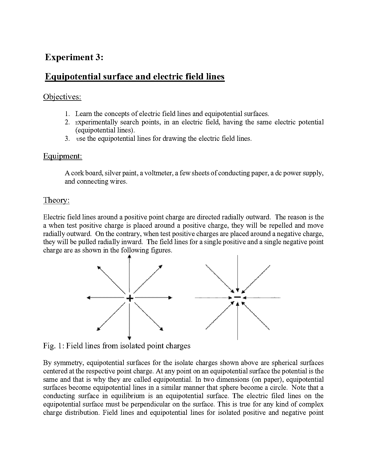 equipotential and electric field lines lab report discussion