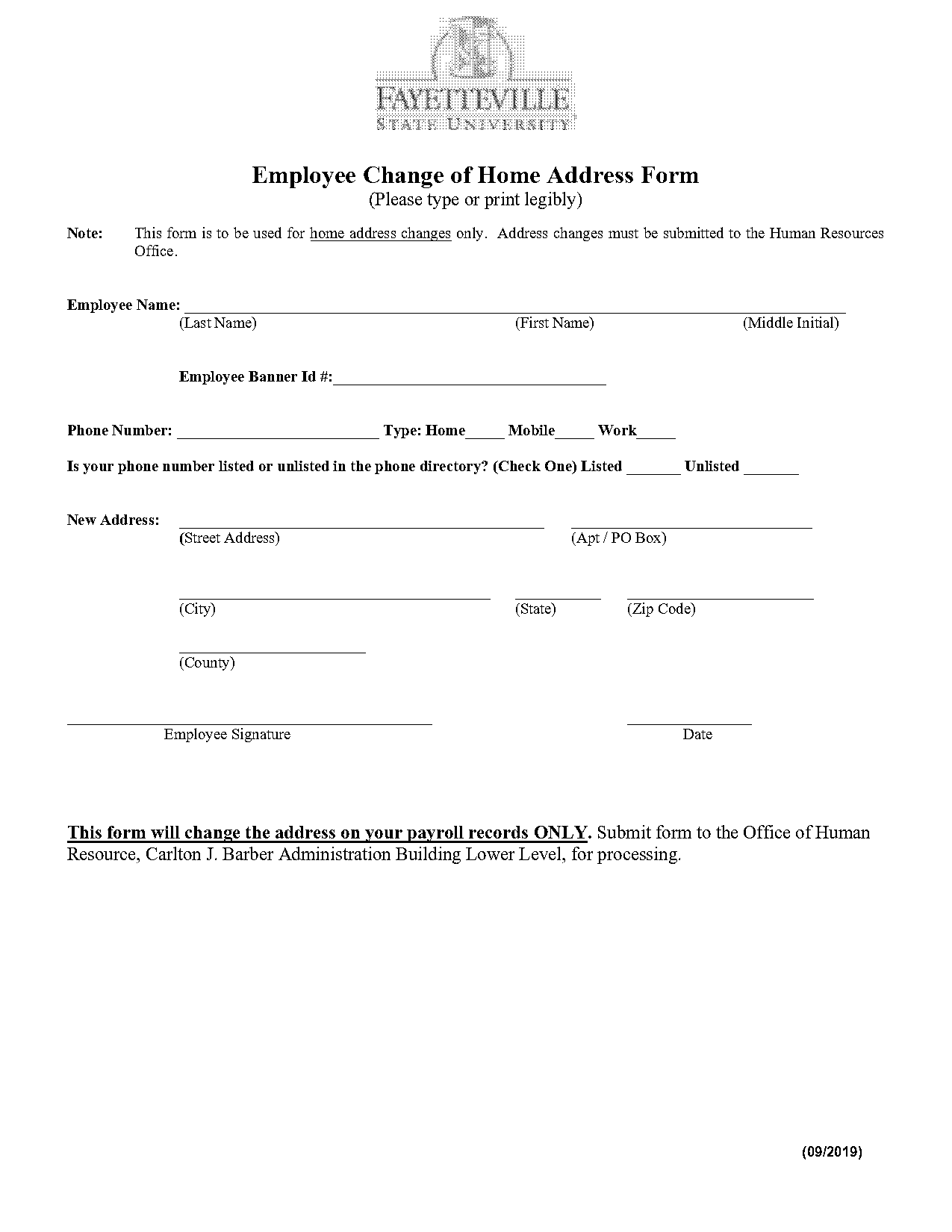 update address form template