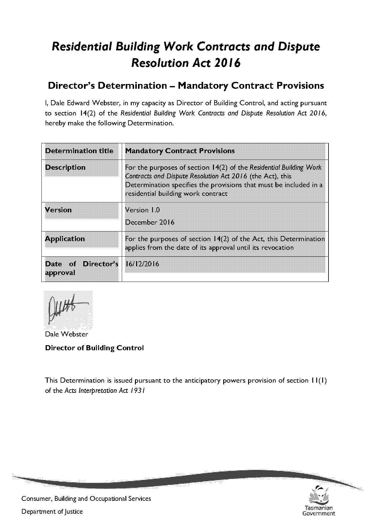 residential building works contract