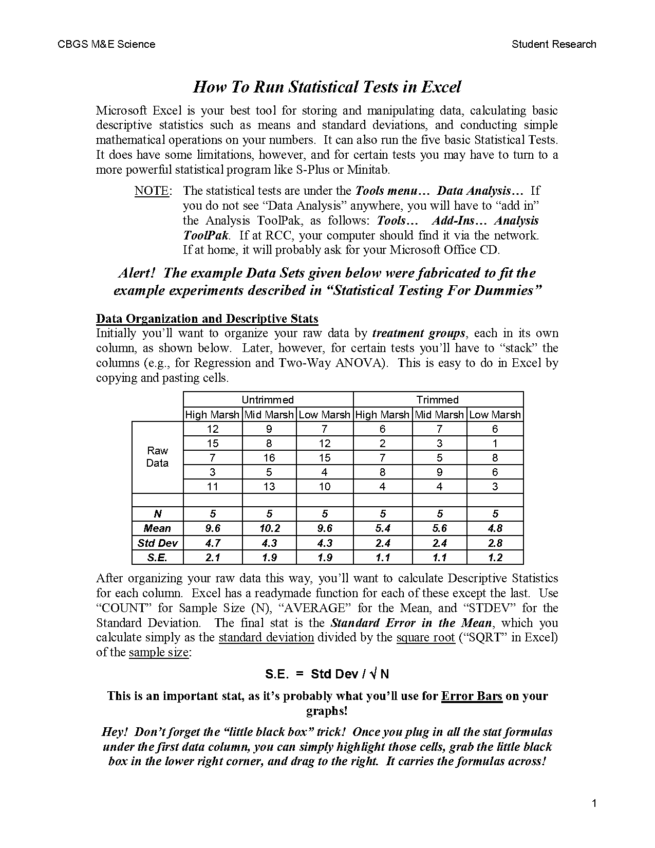 ways to analyze data in a spreadsheet