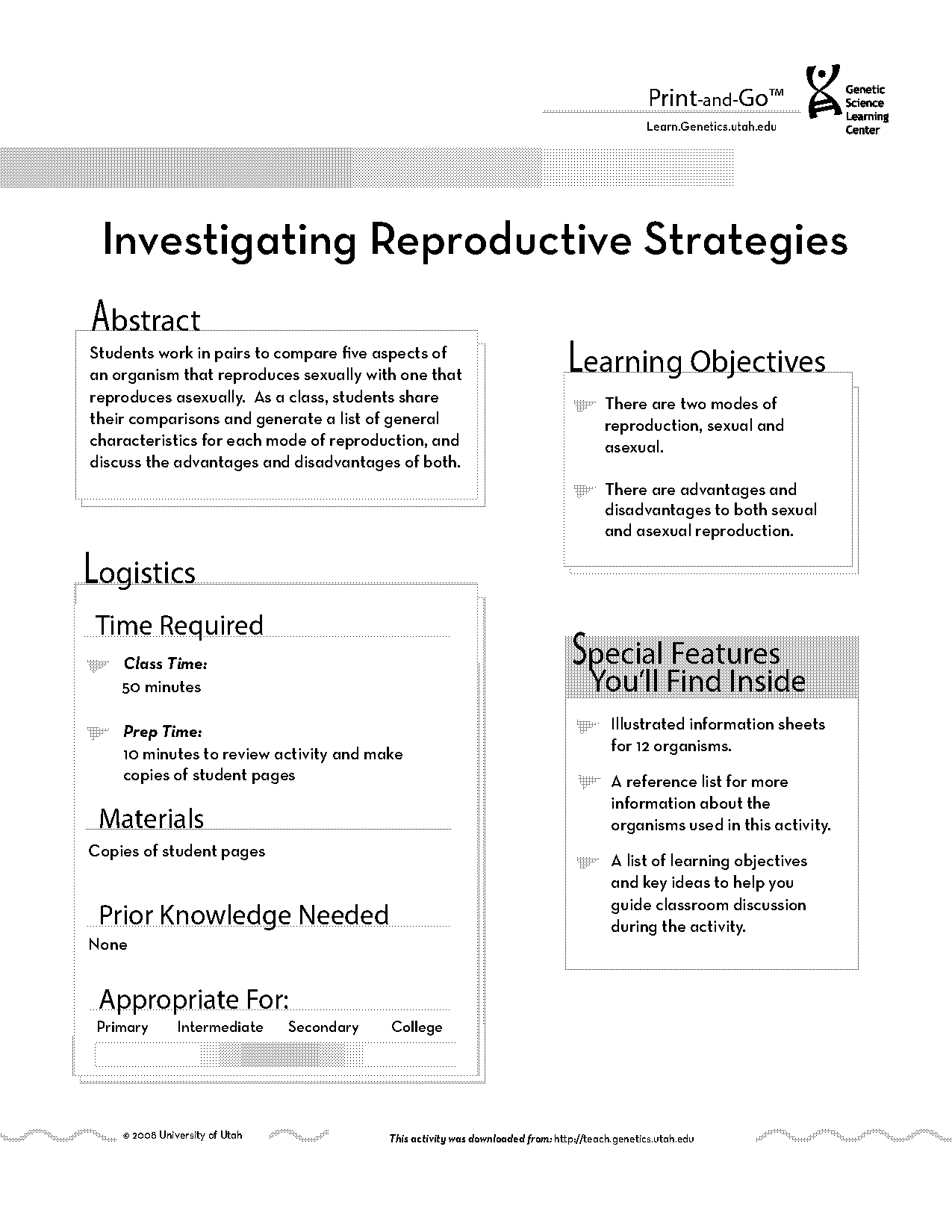 asexual and sexual reproduction worksheet middle school