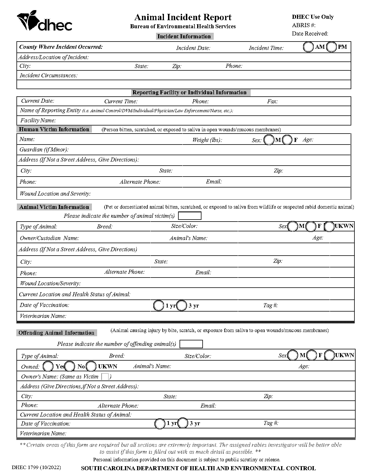 incident form in hospital