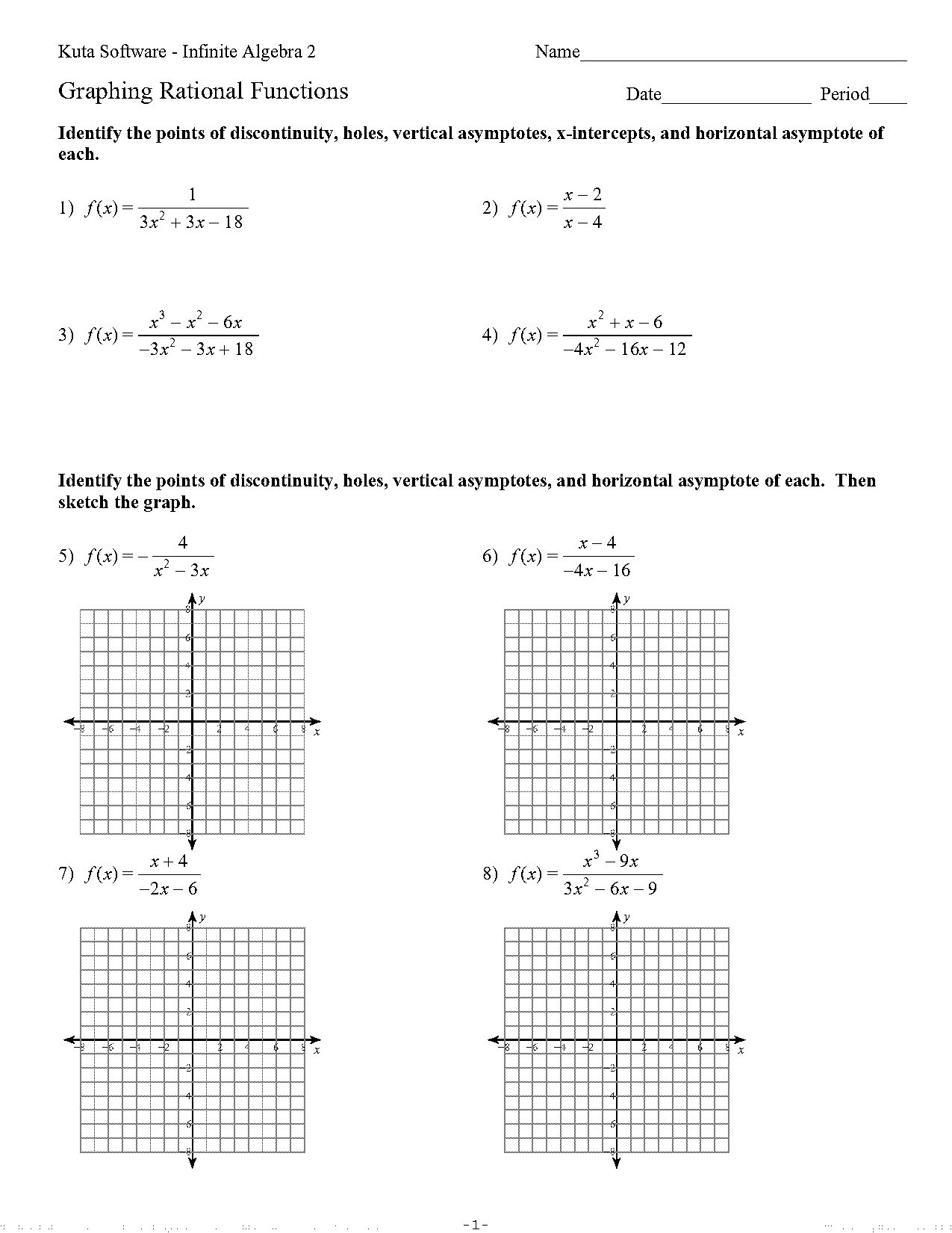 functions and graphs worksheet