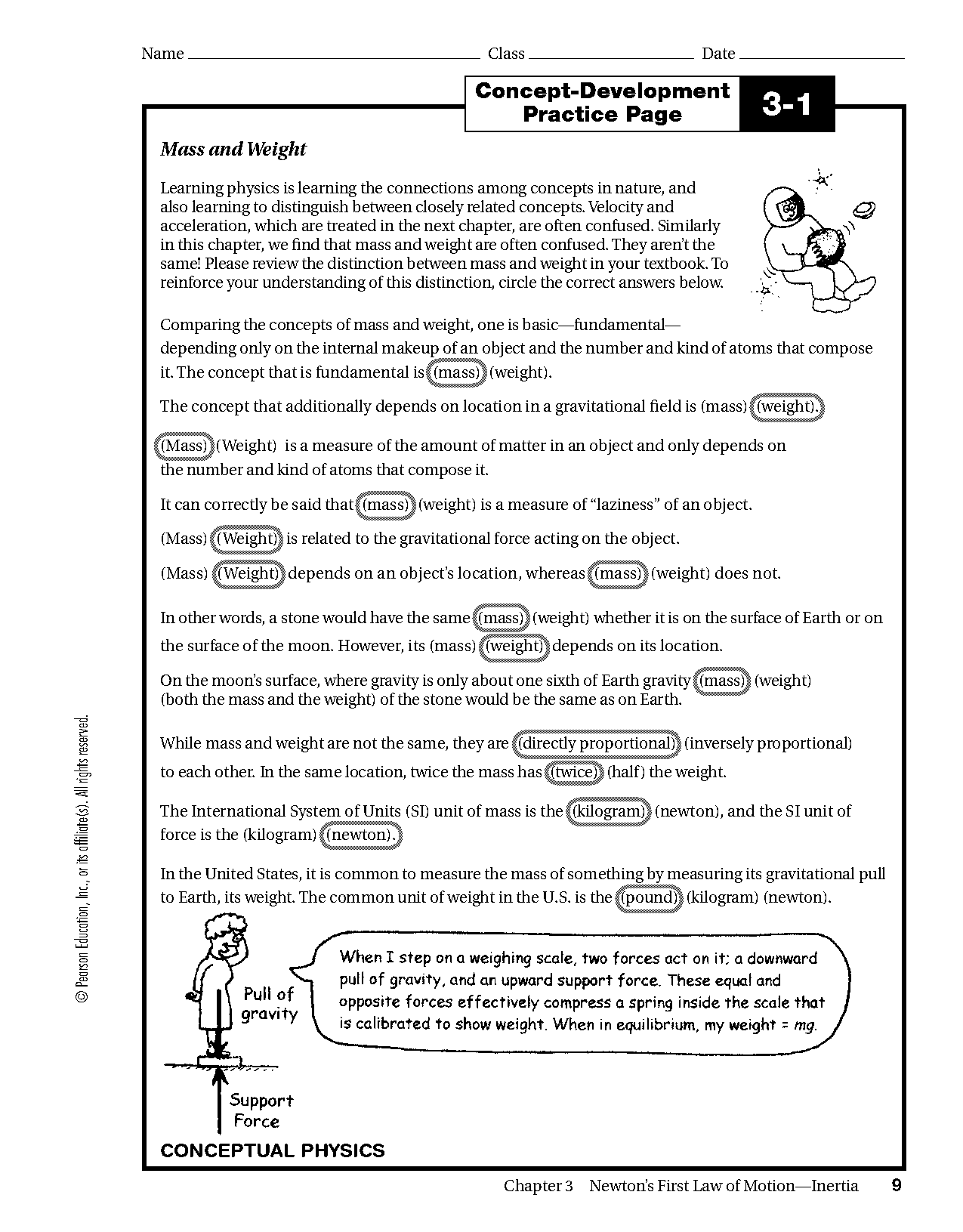 mass and weight practice worksheet