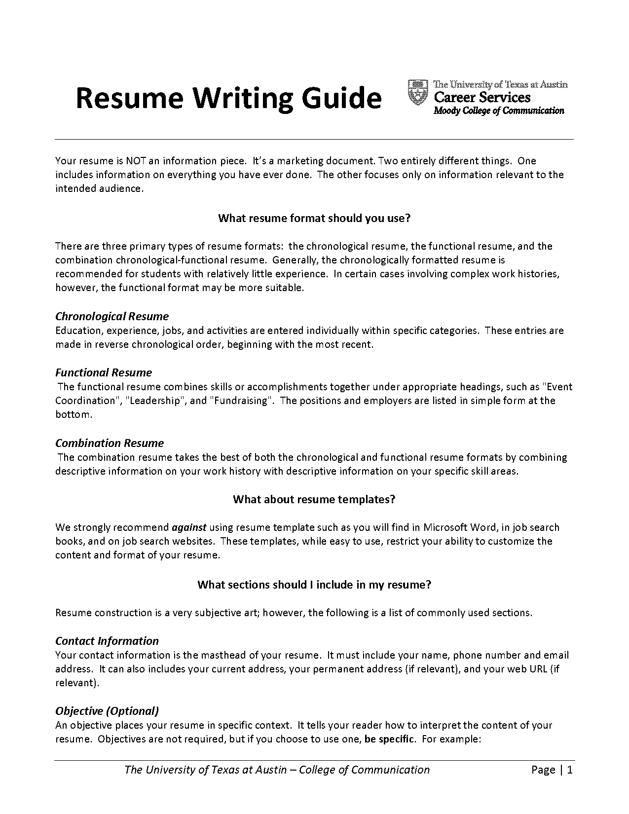 resume format microsoft word