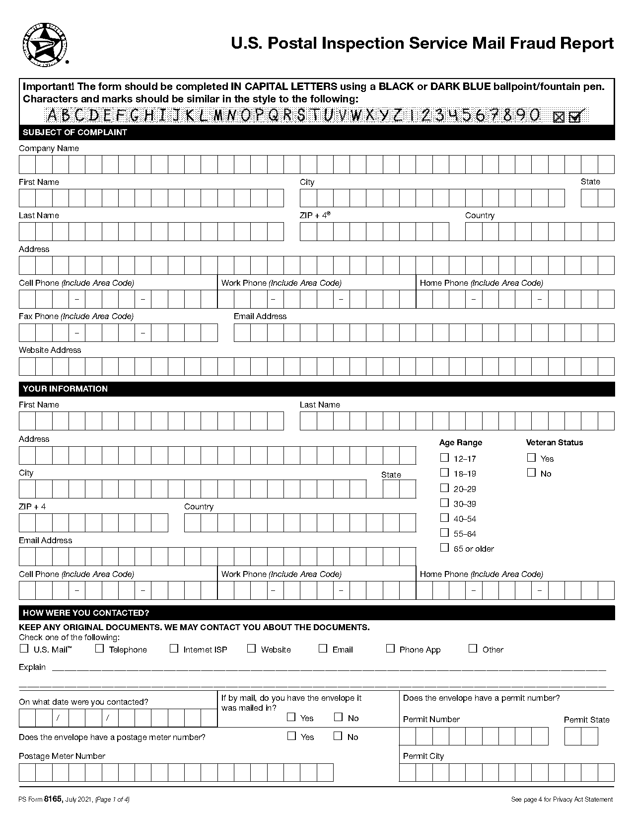 filing a complaint with the usps