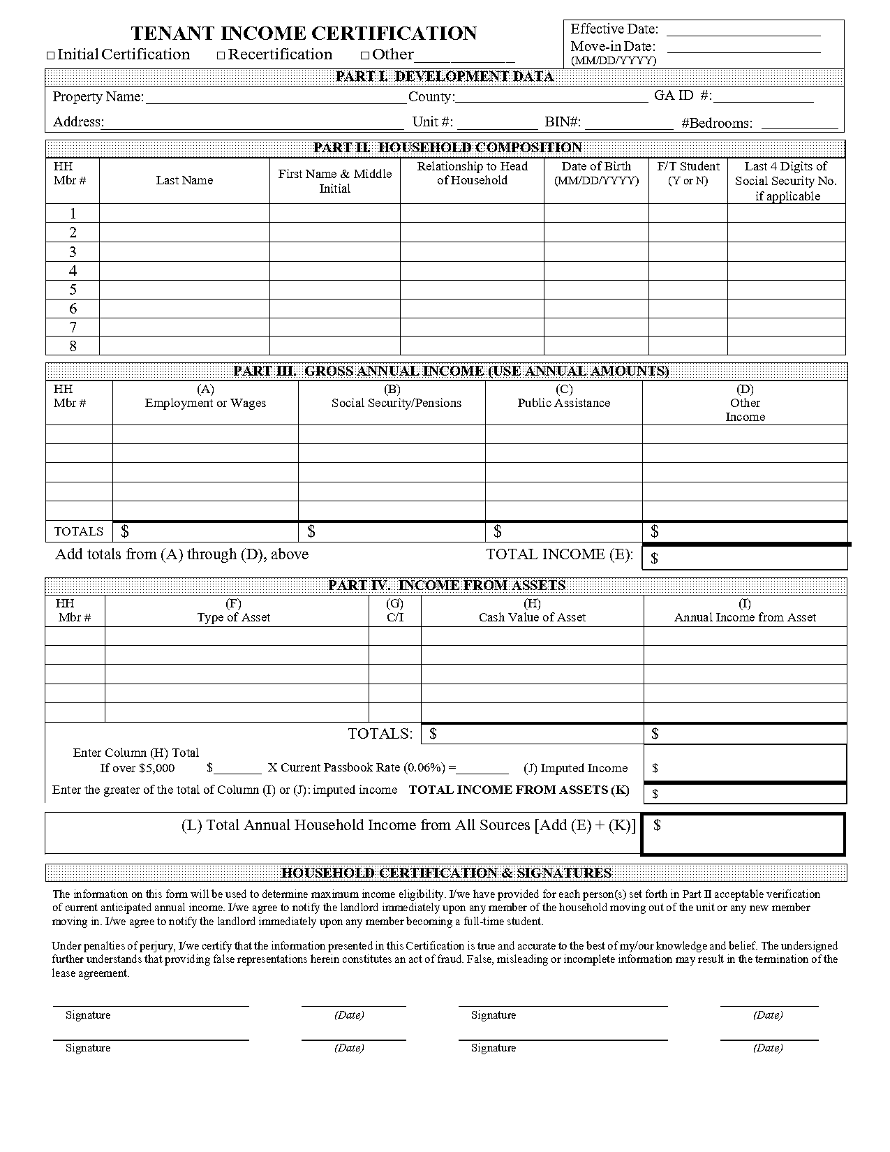 hud tenant income certification form