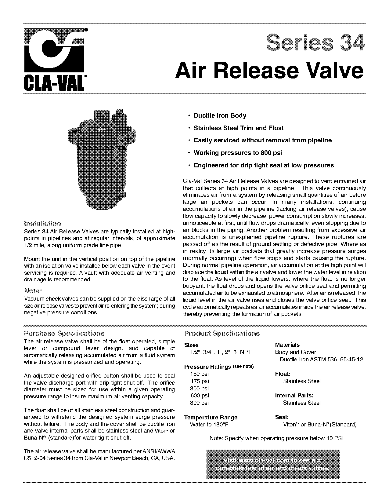 pieline air release valve