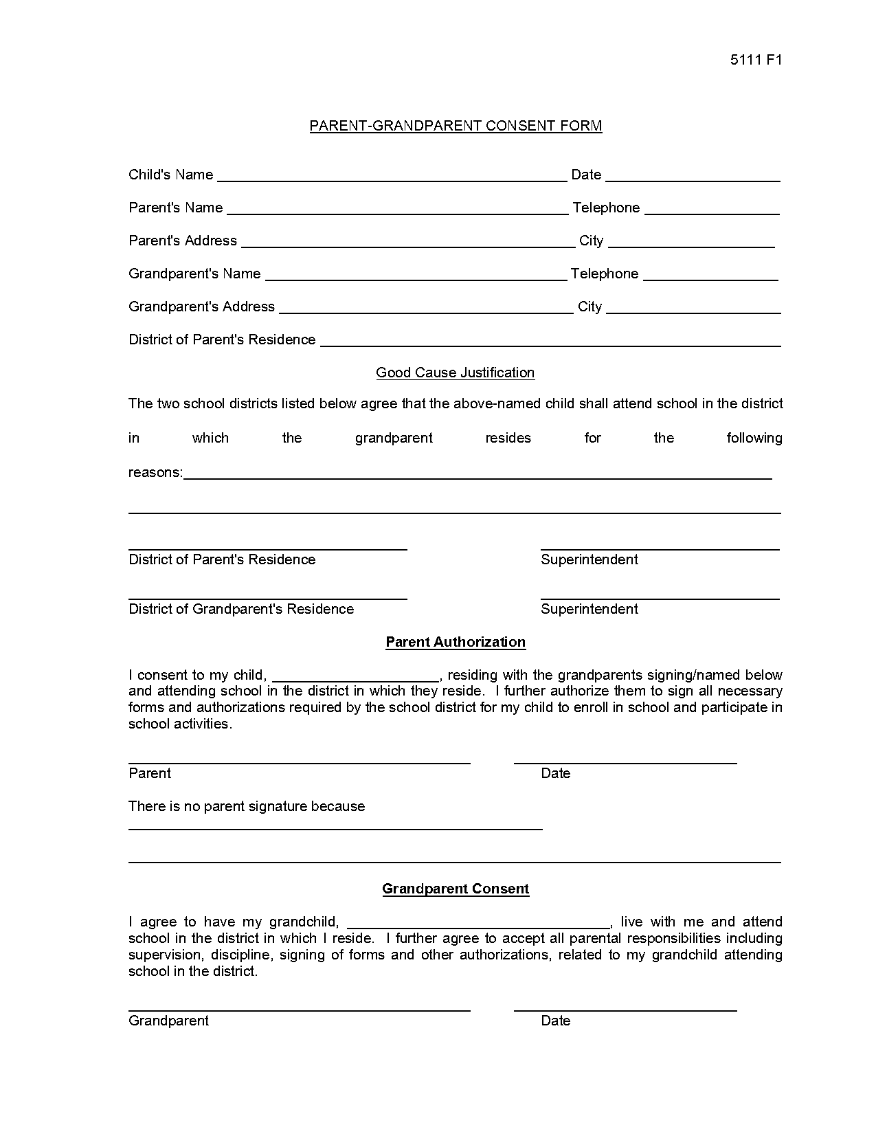 school consent form for grandparents