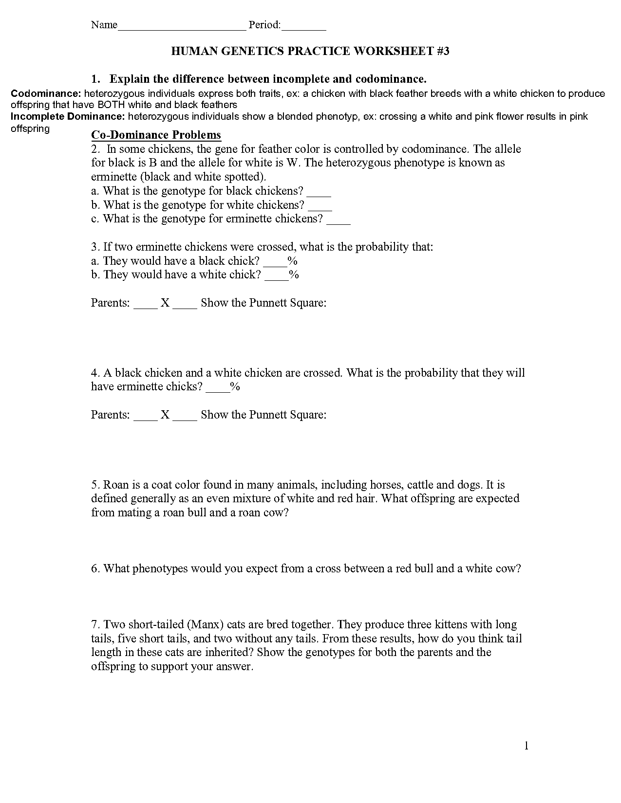 genetics practice worksheet answers incomplete dominance